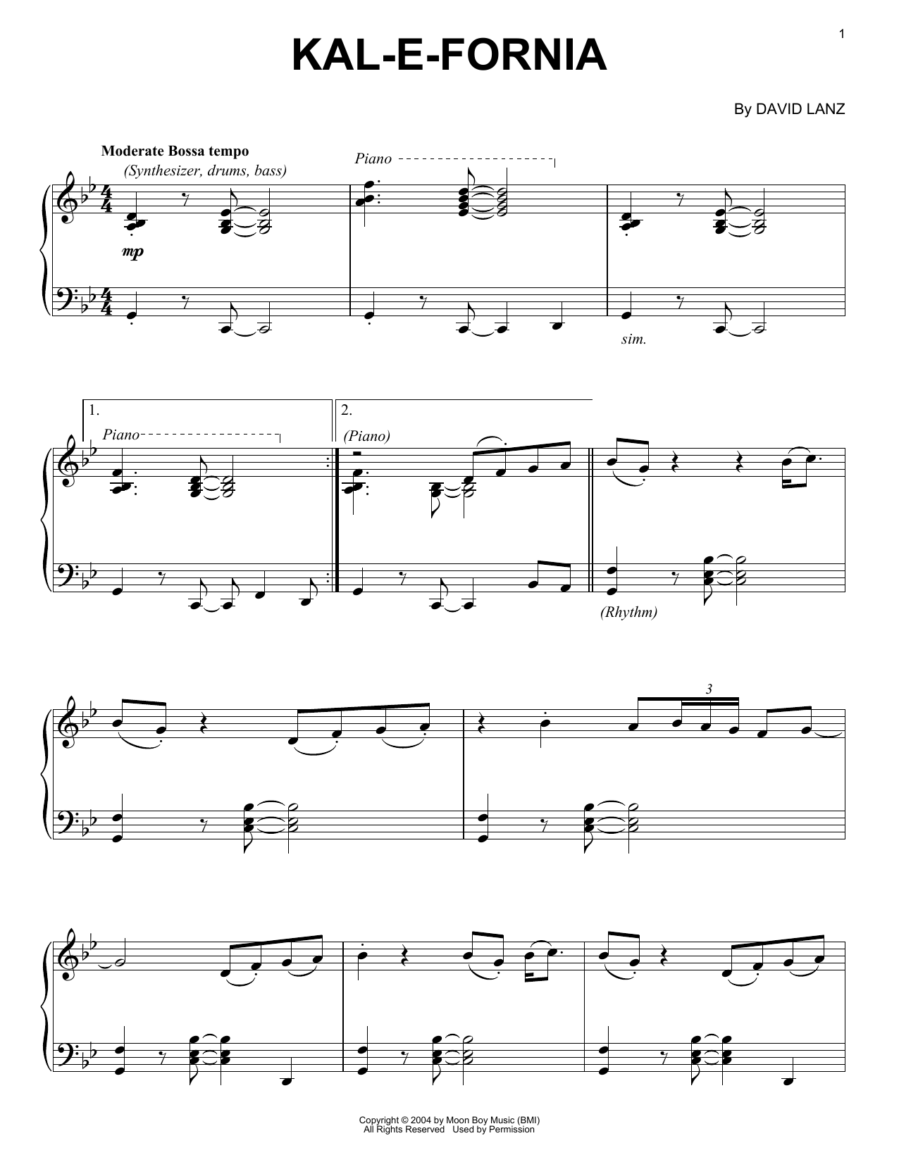 Kal-e-fornia (Piano Solo) von David Lanz