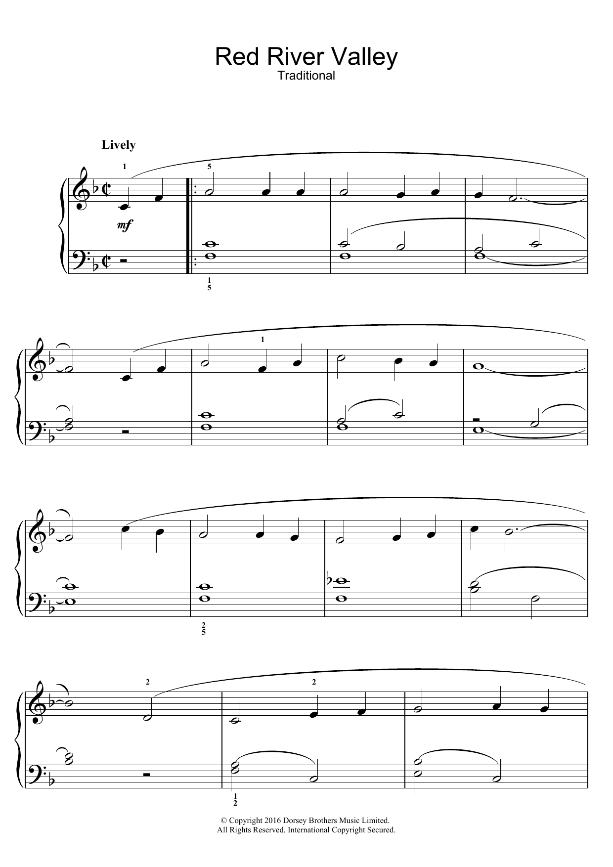 Red River Valley (Easy Piano) von Traditional American