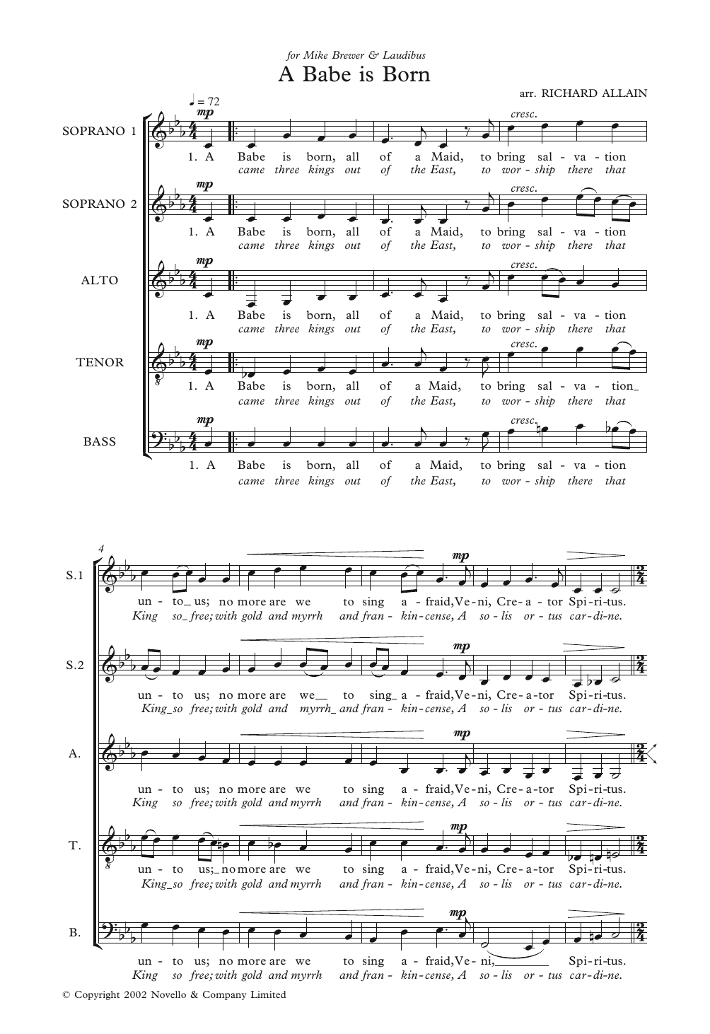 A Babe Is Born (Piano, Vocal & Guitar Chords) von Richard Allain