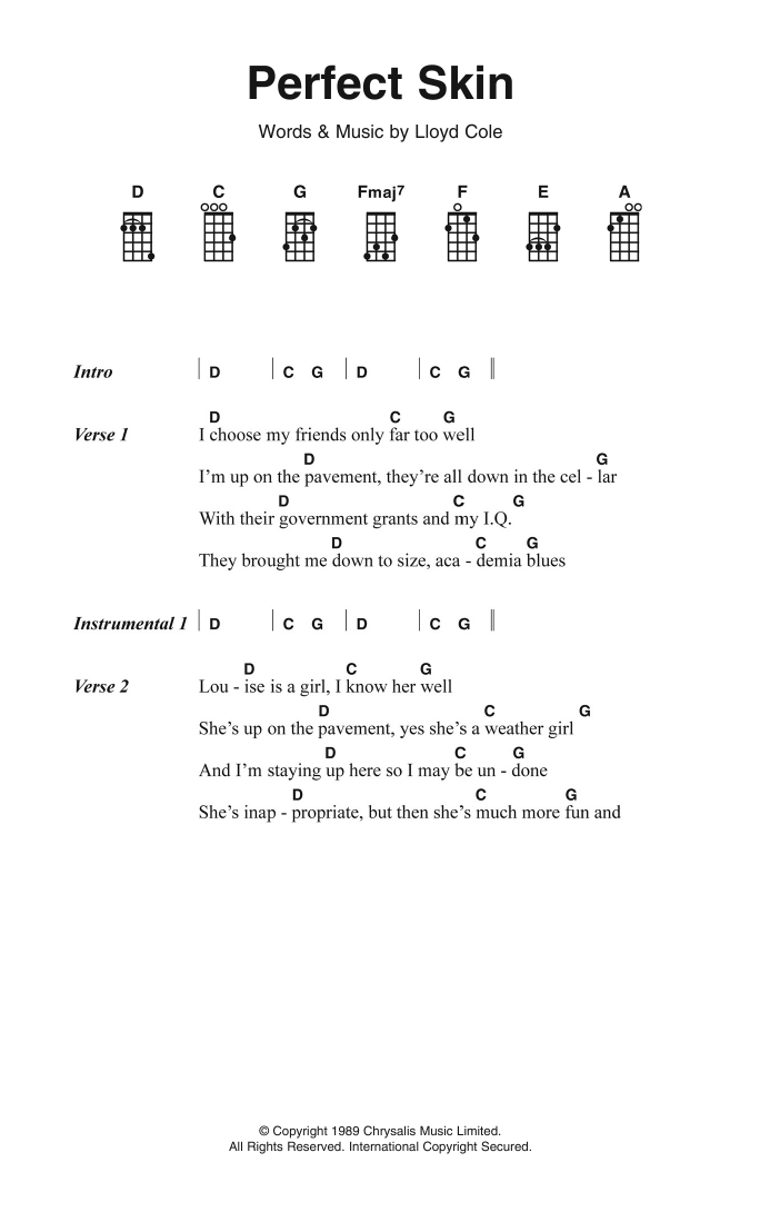 Perfect Skin (Ukulele Chords/Lyrics) von Lloyd Cole