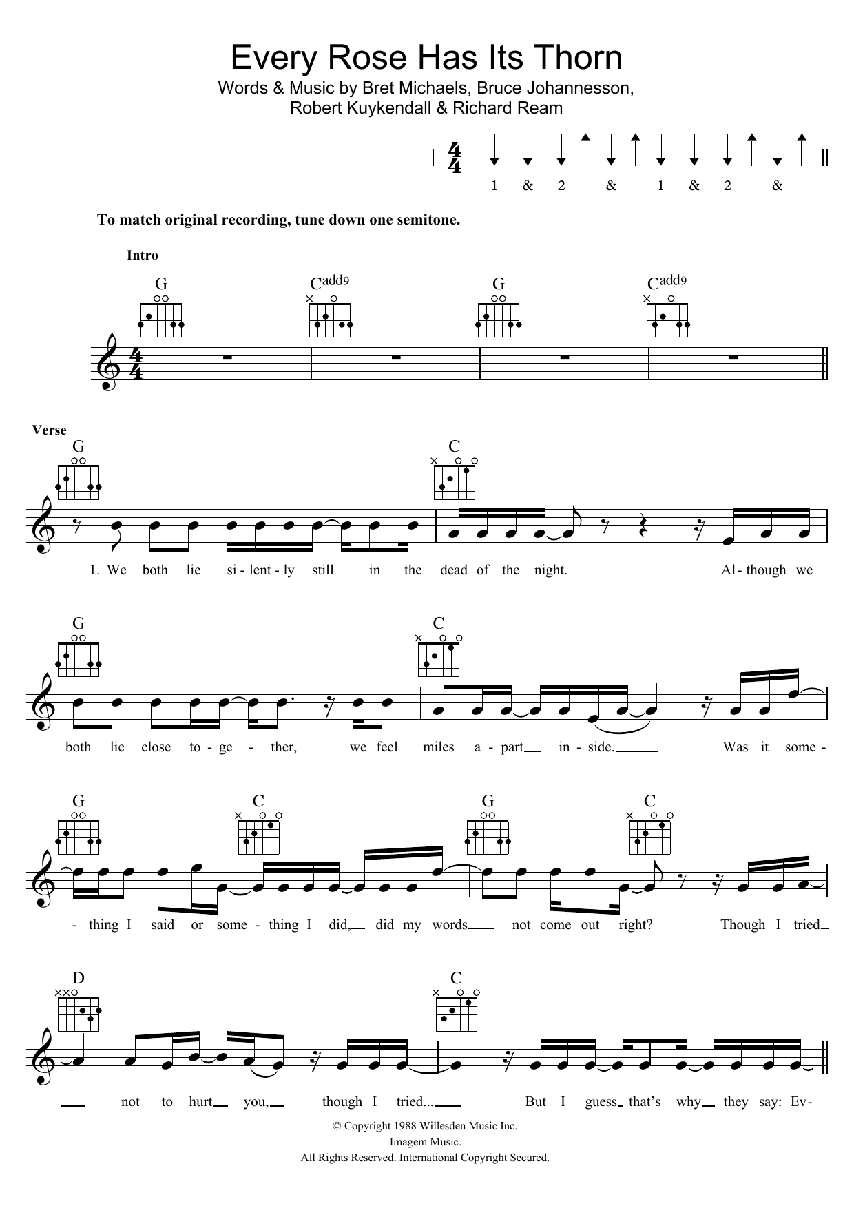 Every Rose Has Its Thorn (Lead Sheet / Fake Book) von Poison