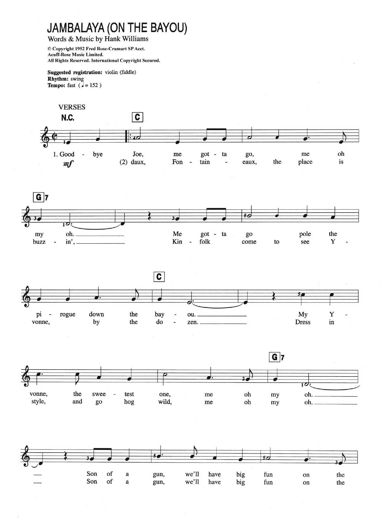 Jambalaya (On The Bayou) (Piano Chords/Lyrics) von Carpenters