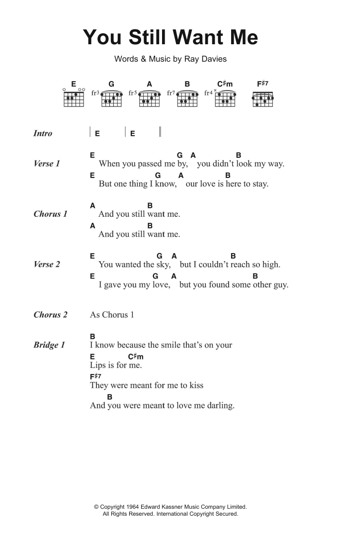 You Still Want Me (Guitar Chords/Lyrics) von The Kinks