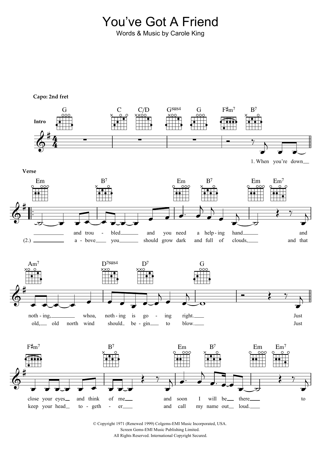 You've Got A Friend (Lead Sheet / Fake Book) von Carole King