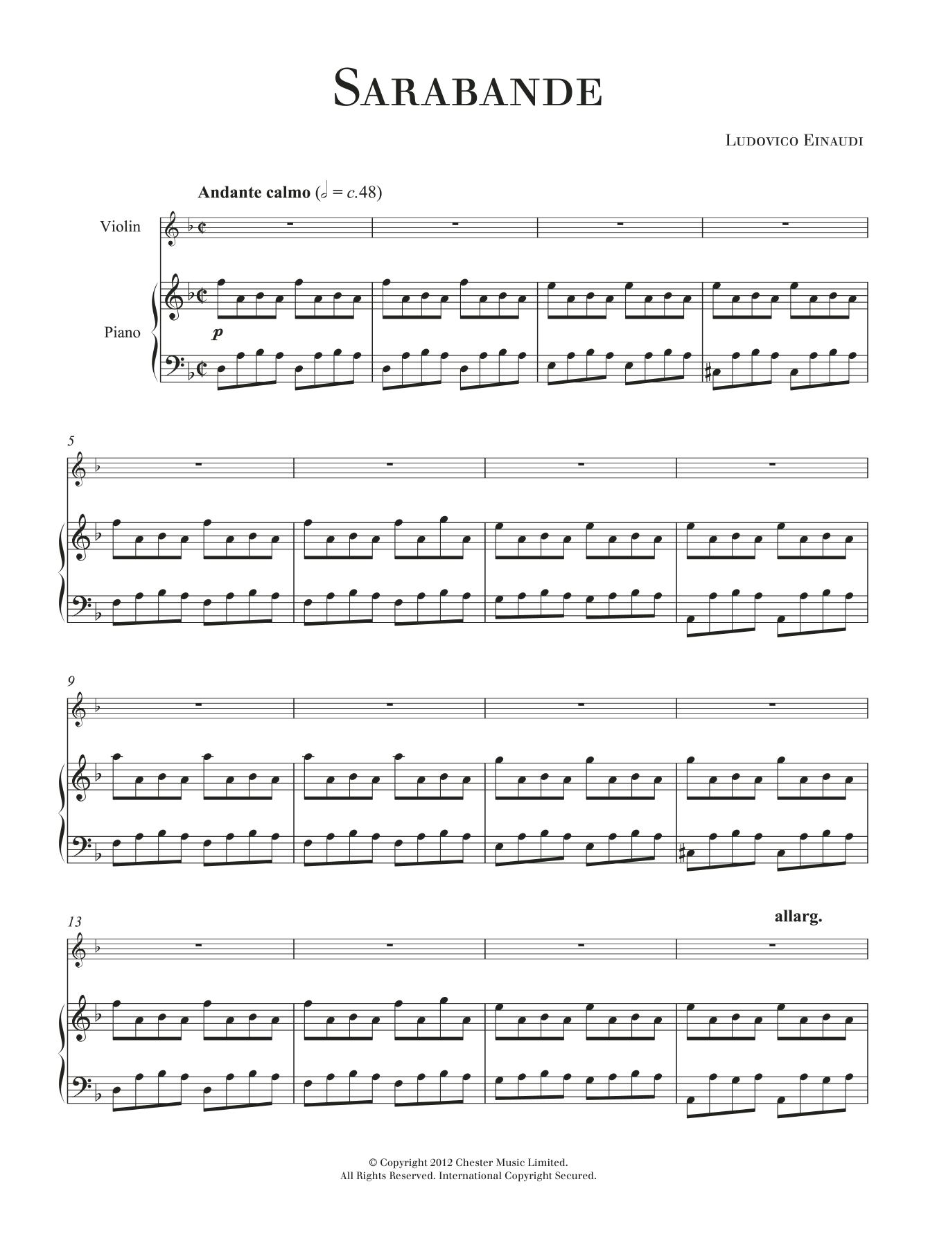 Sarabande (Violin Solo) von Ludovico Einaudi