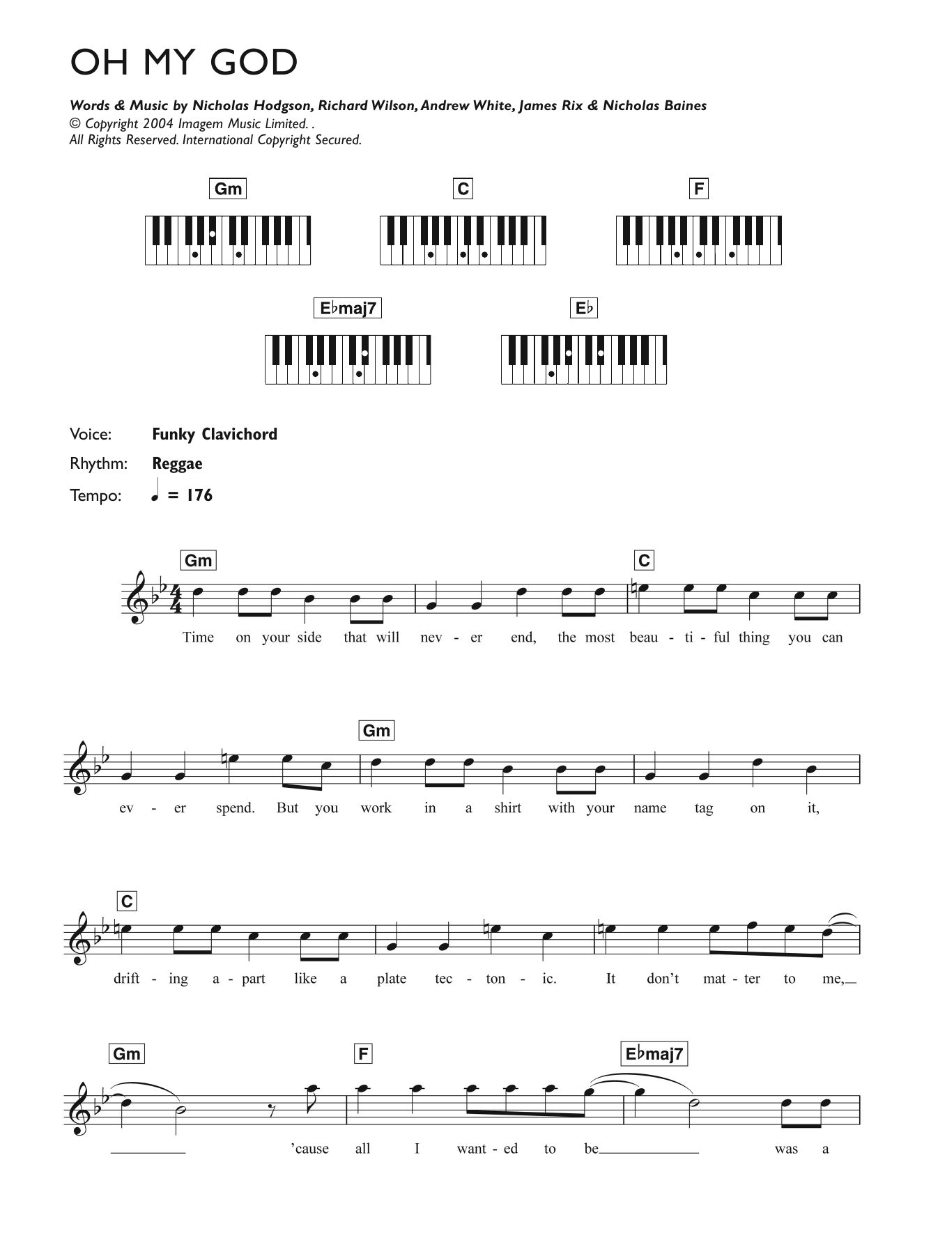 Oh My God (Piano Chords/Lyrics) von Lily Allen