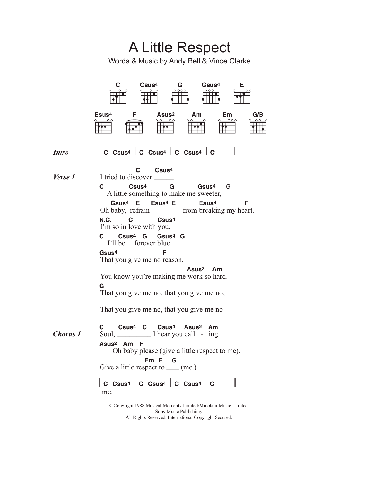 A Little Respect (Guitar Chords/Lyrics) von Wheatus