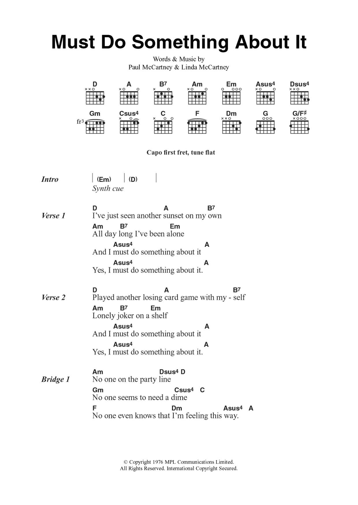 Must Do Something About It (Guitar Chords/Lyrics) von Wings