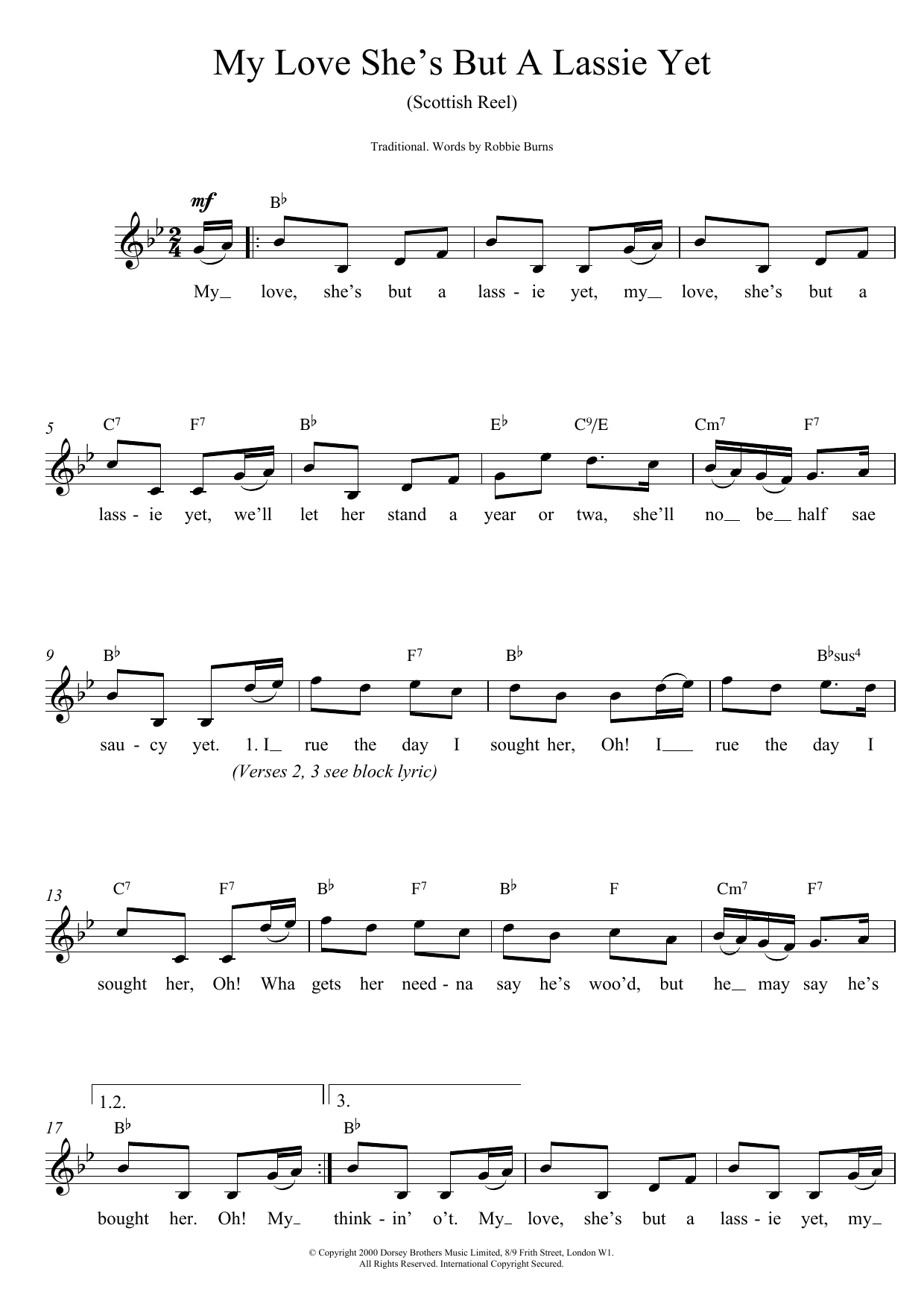 My Love She's But A Lassie Yet (Lead Sheet / Fake Book) von Traditional