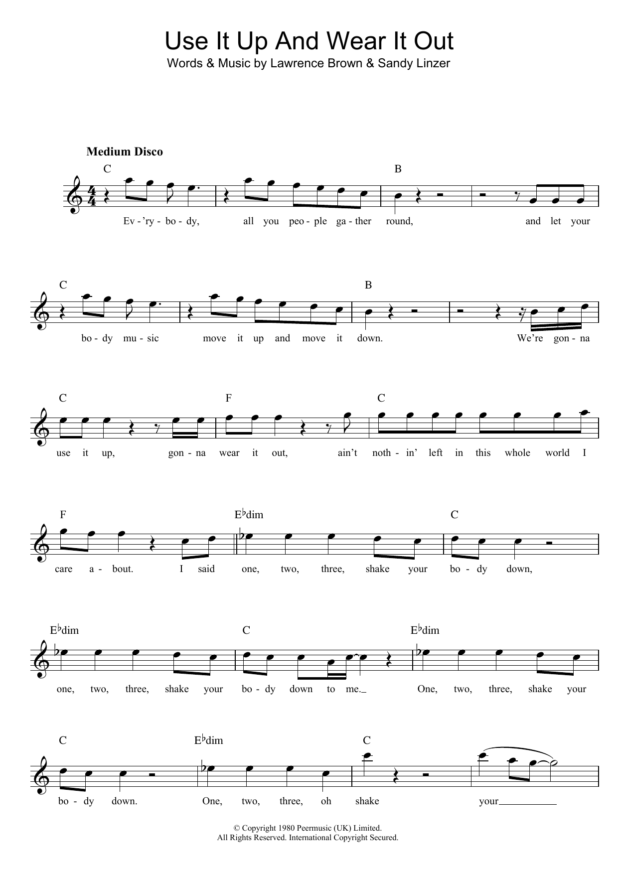 Use It Up And Wear It Out (Lead Sheet / Fake Book) von Odyssey