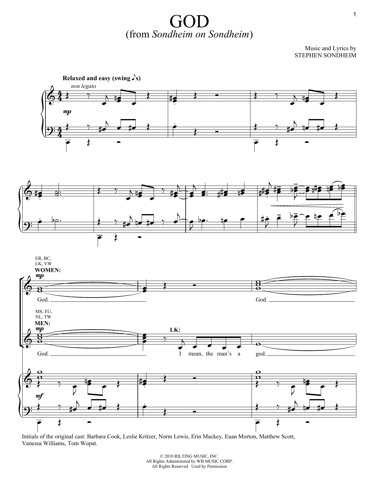 God (Piano & Vocal) von Stephen Sondheim