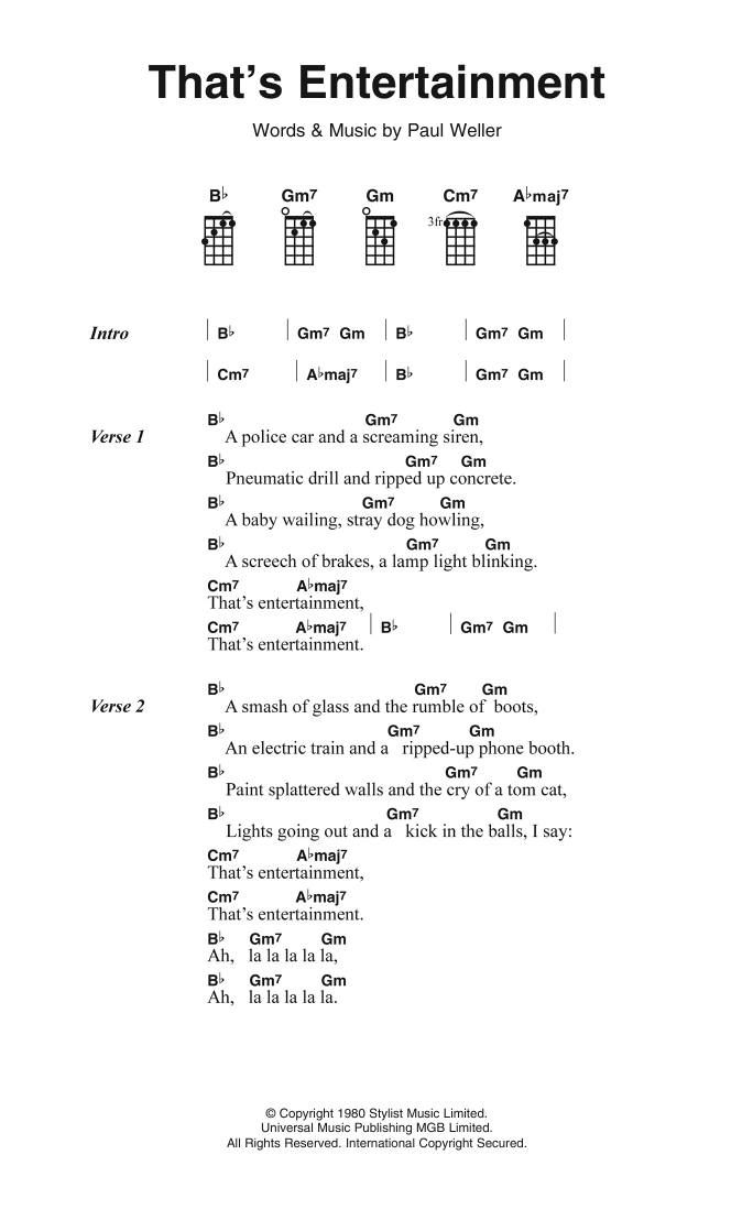 That's Entertainment (Piano, Vocal & Guitar Chords) von The Jam