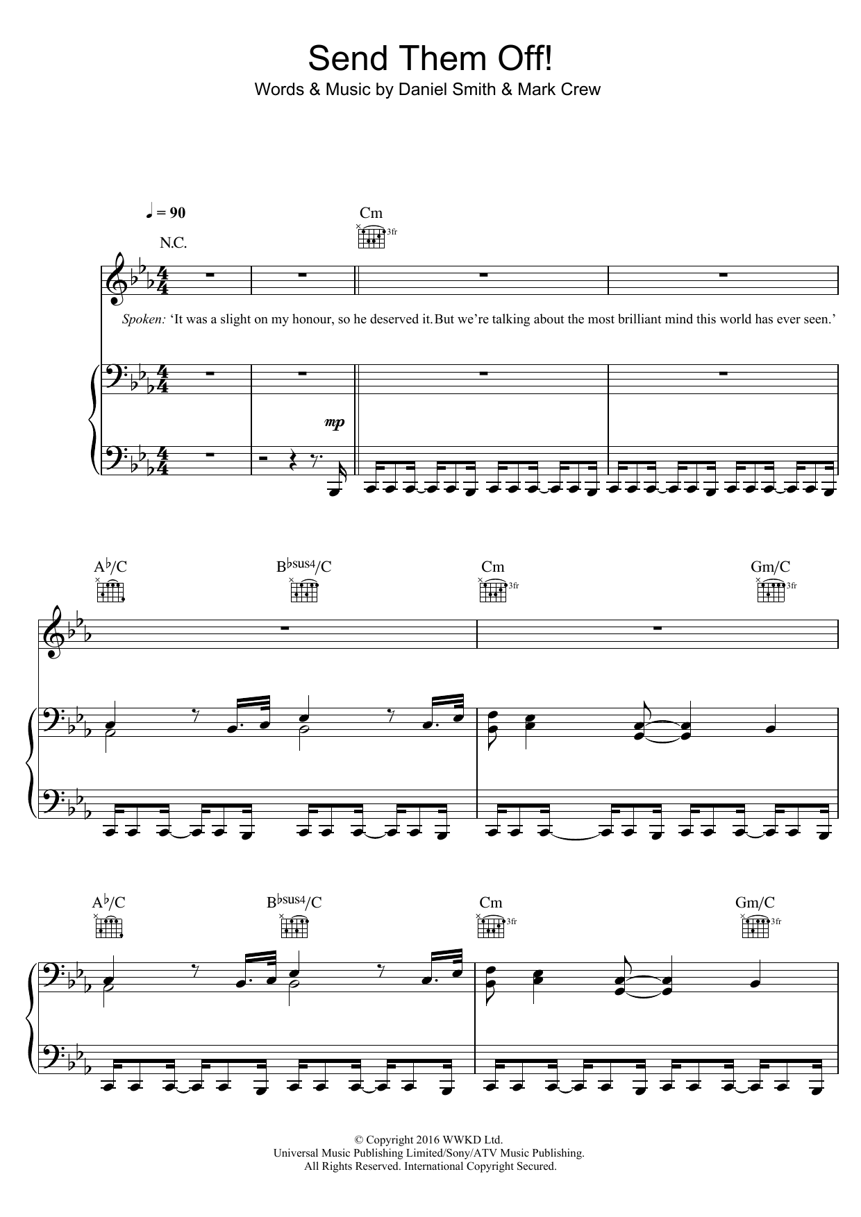 Send Them Off (Piano, Vocal & Guitar Chords) von Bastille
