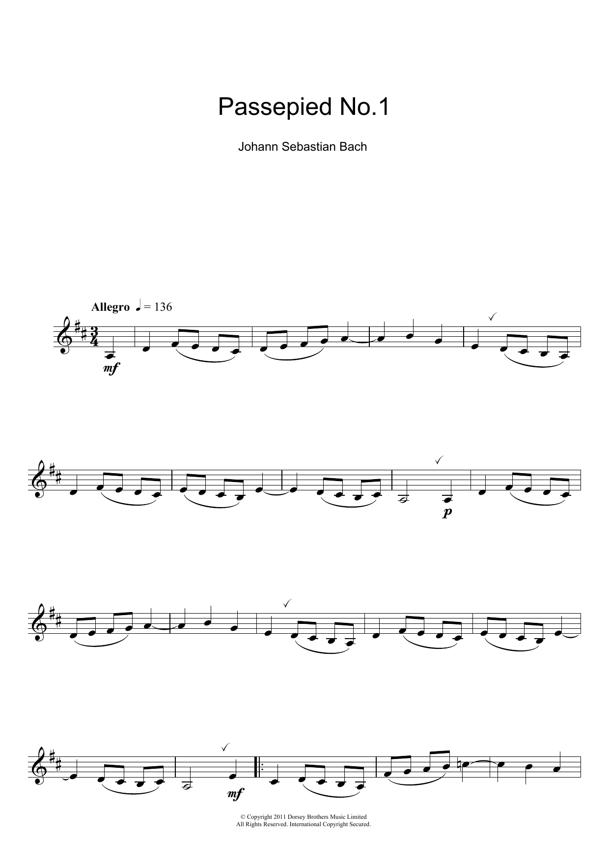 Passepied No.1 (Clarinet Solo) von Johann Sebastian Bach