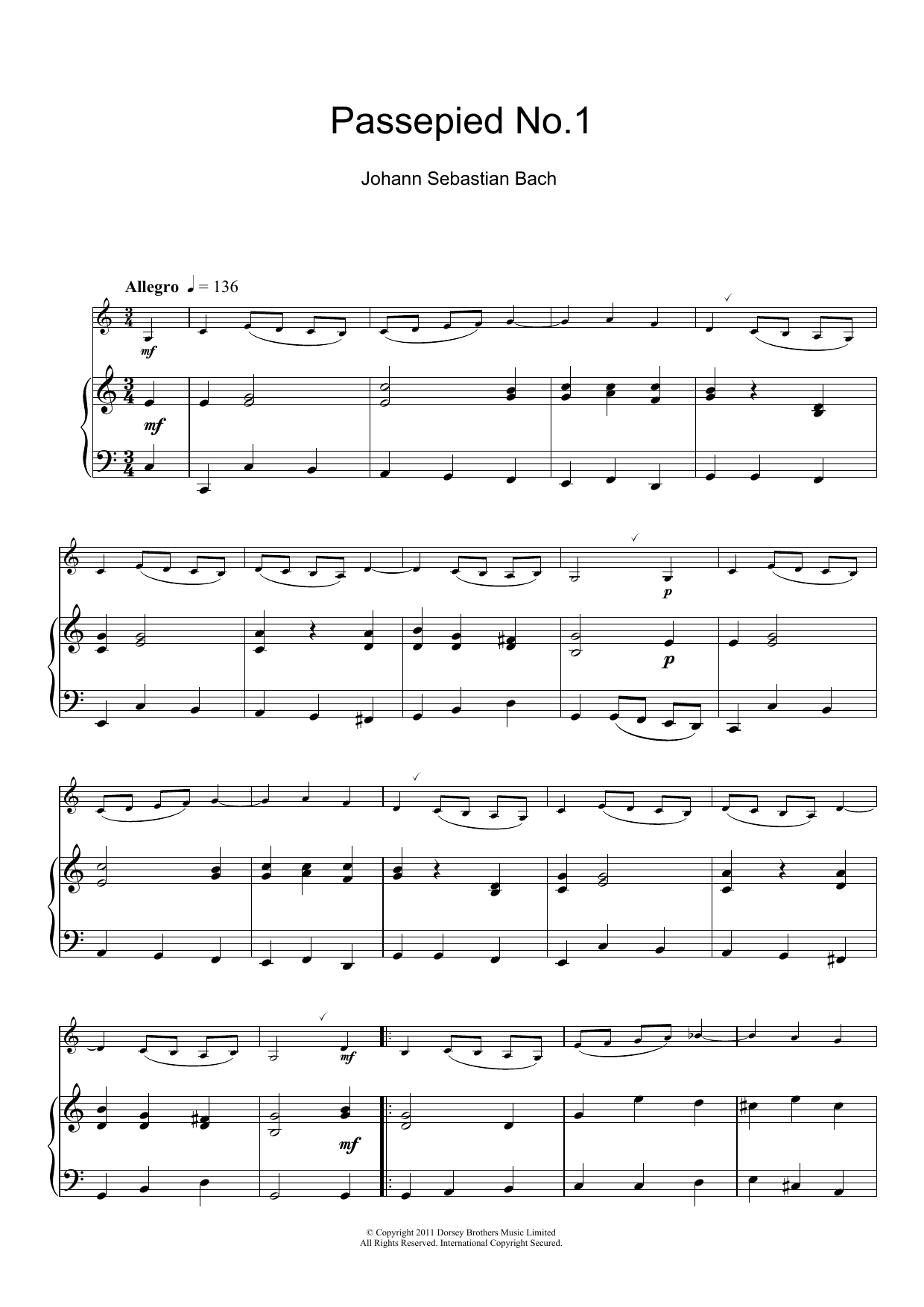 Passepied No.1 (Clarinet Solo) von Johann Sebastian Bach
