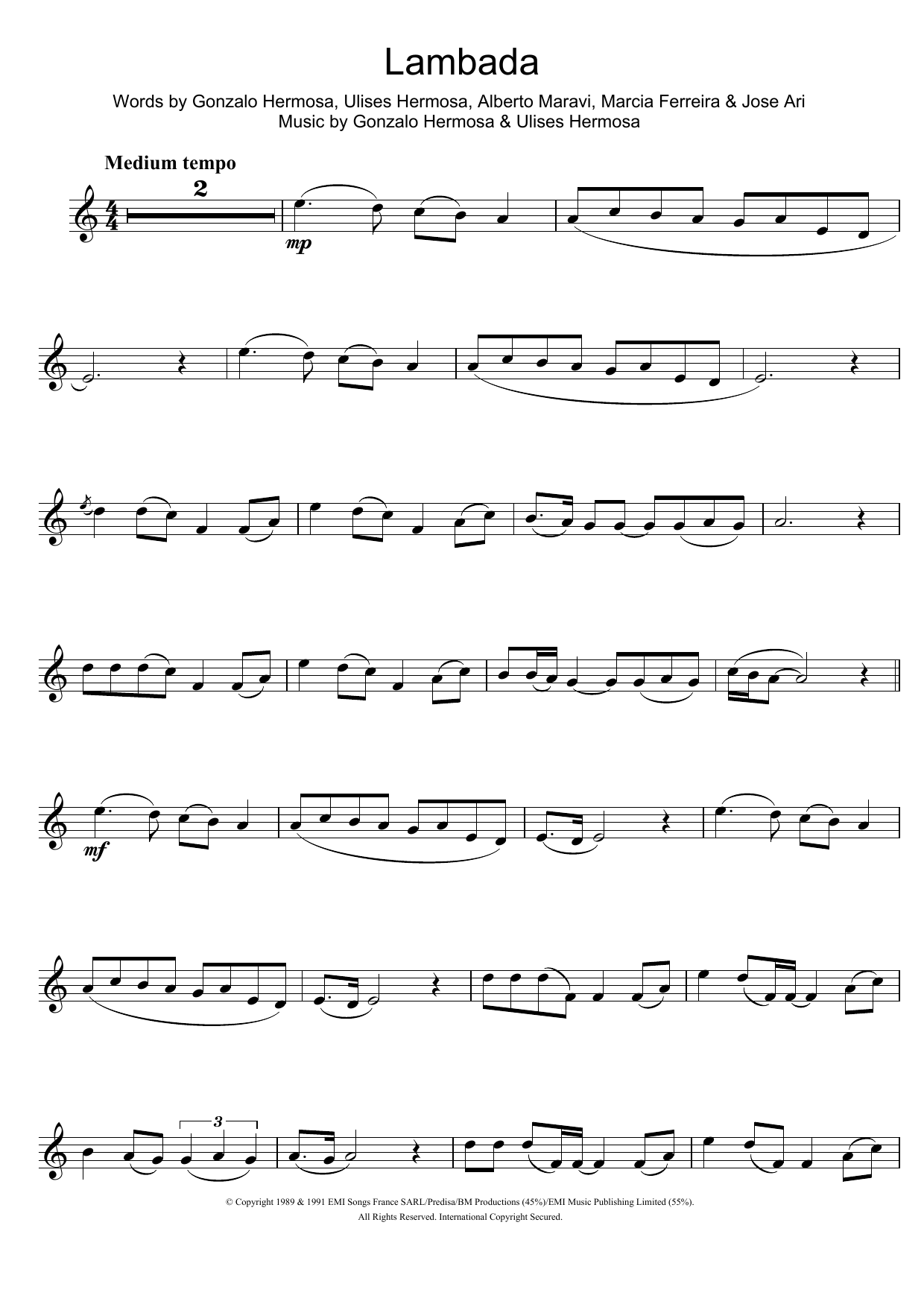 Lambada (Clarinet Solo) von Kaoma
