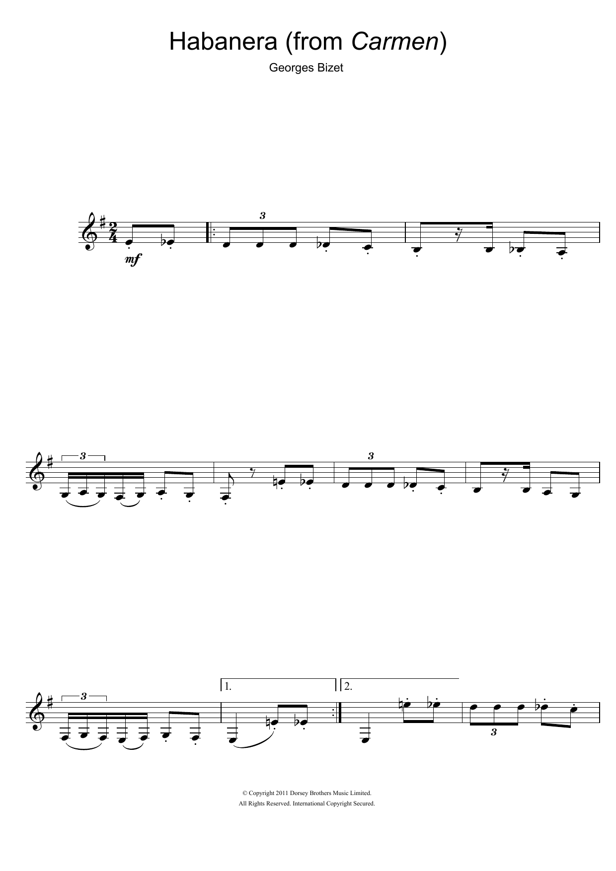 Habanera (from Carmen) (Clarinet Solo) von Georges Bizet