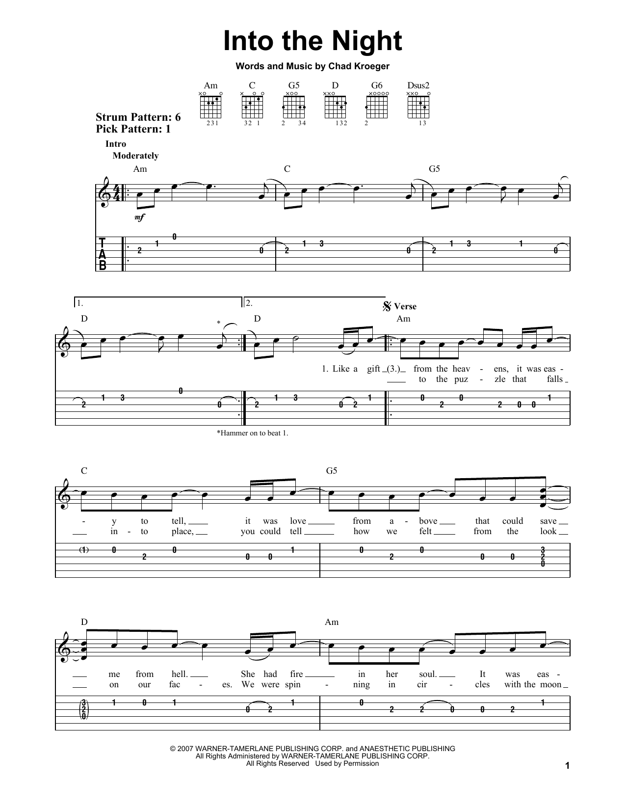 Into The Night (Easy Guitar Tab) von Santana