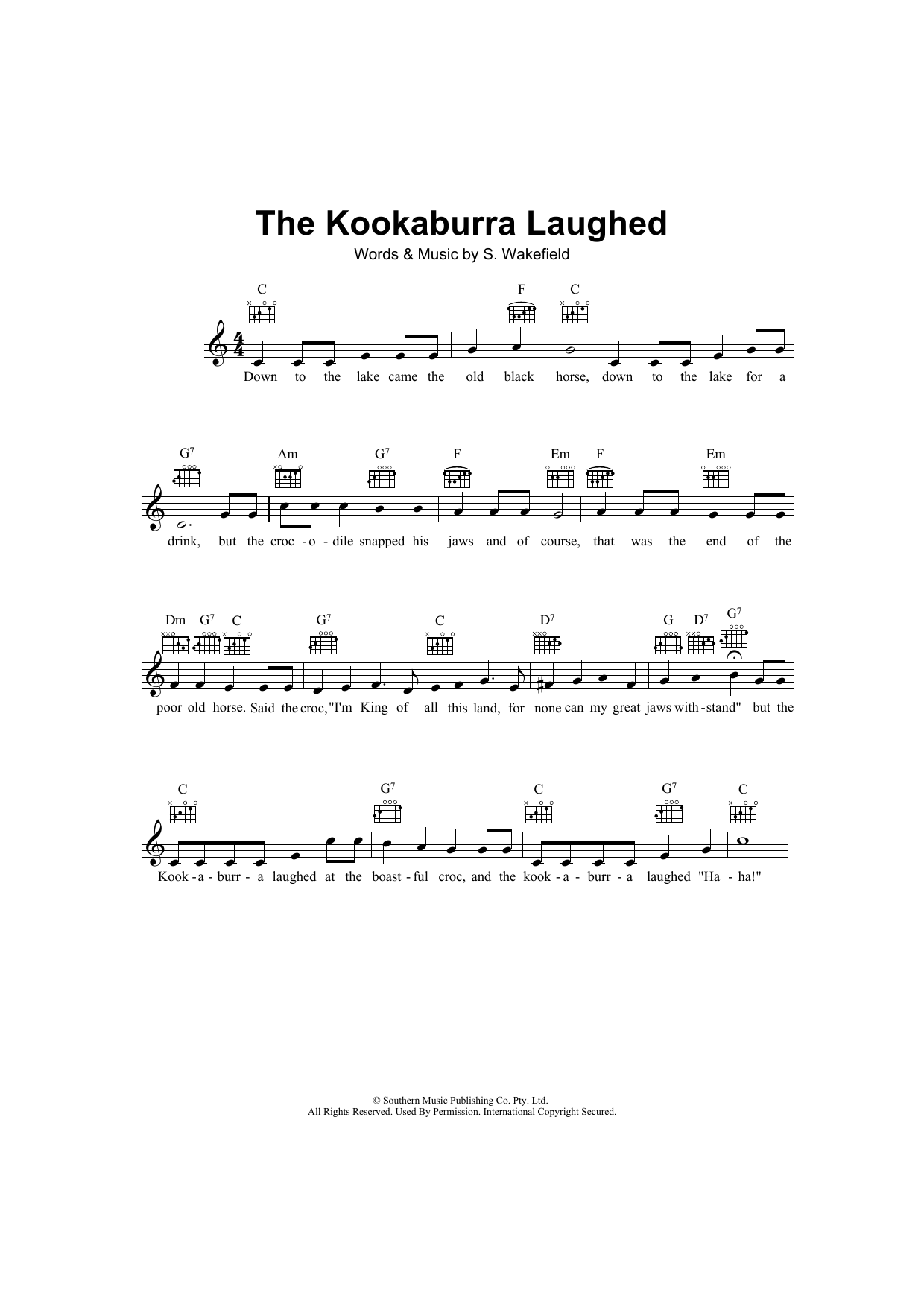 The Kookaburra Laughed (Lead Sheet / Fake Book) von S. Wakefield