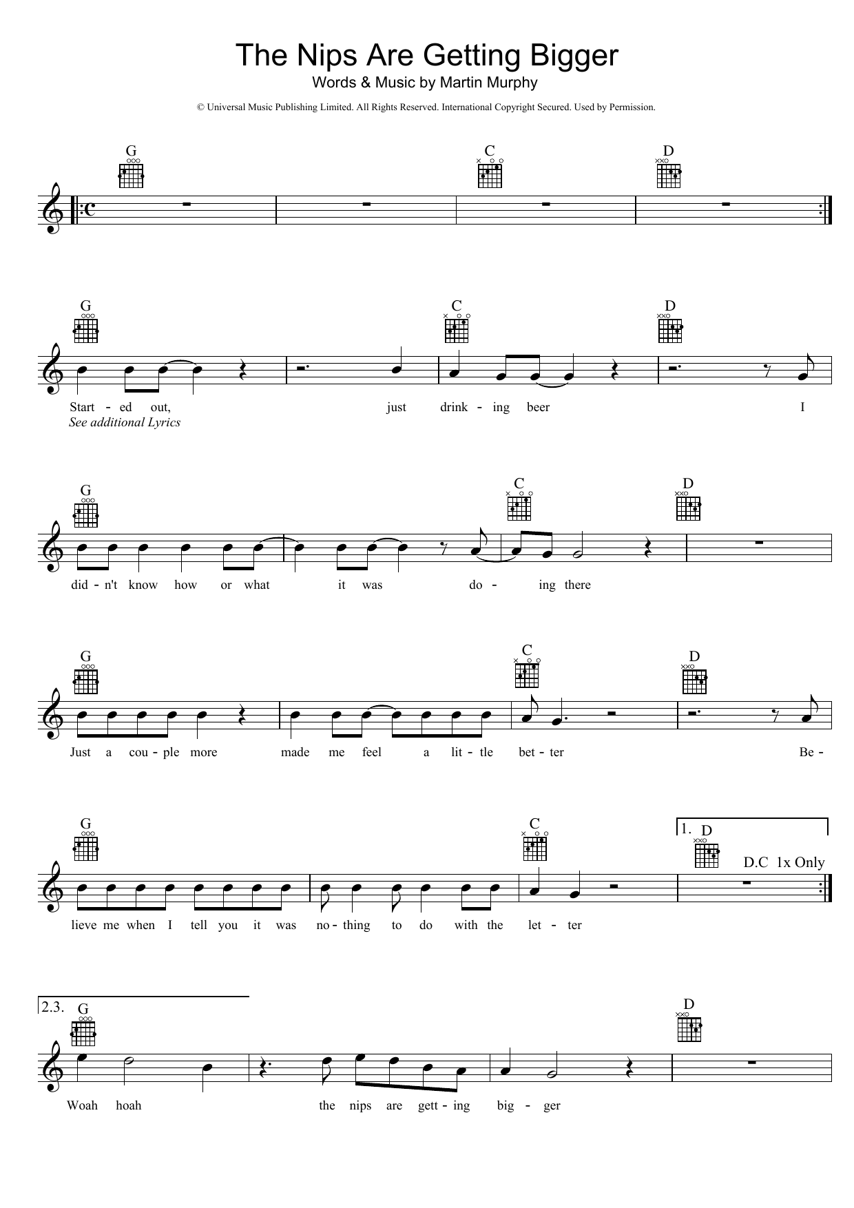 The Nips Are Getting Bigger (Lead Sheet / Fake Book) von Mental As Anything