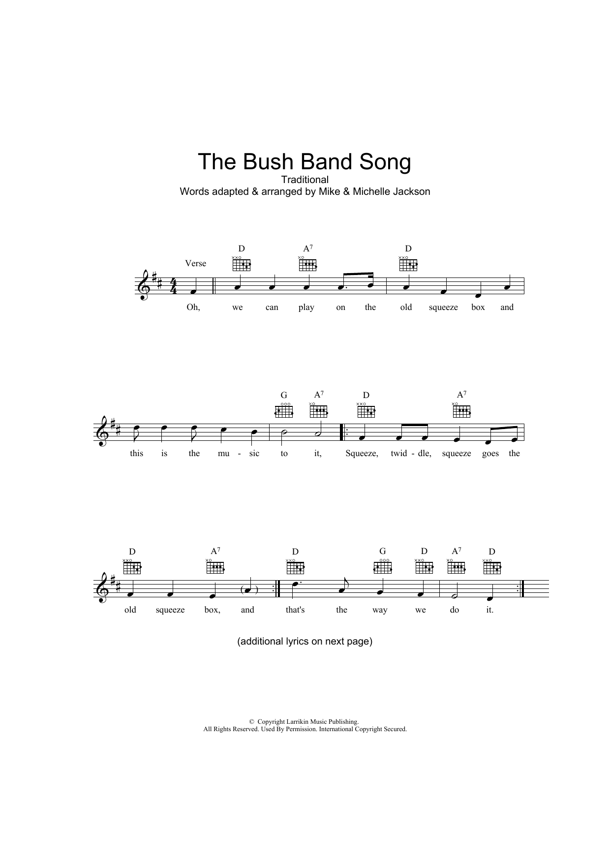 The Bush Band Song (Lead Sheet / Fake Book) von Traditional
