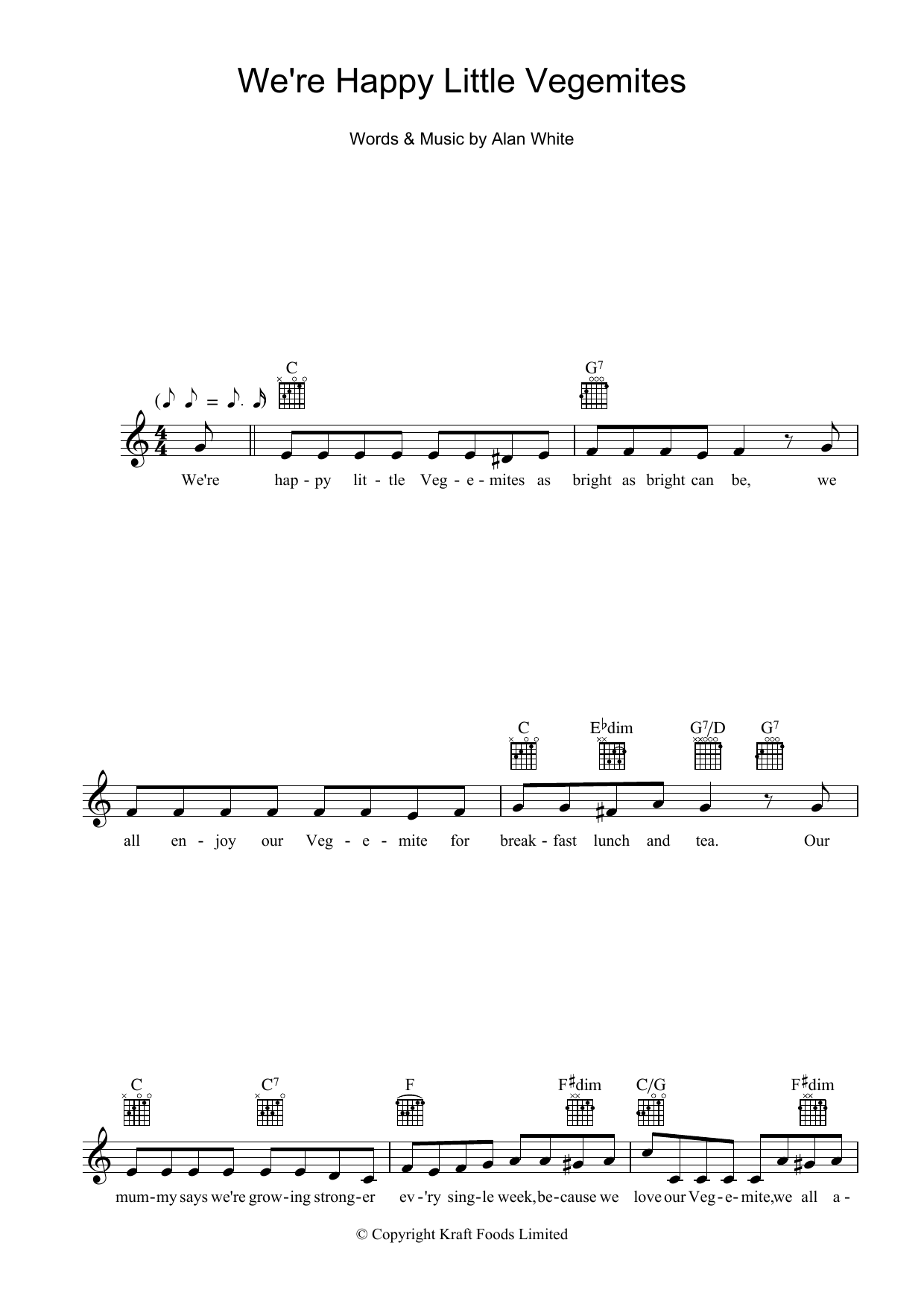 We're Happy Little Vegemites (Lead Sheet / Fake Book) von Alan White