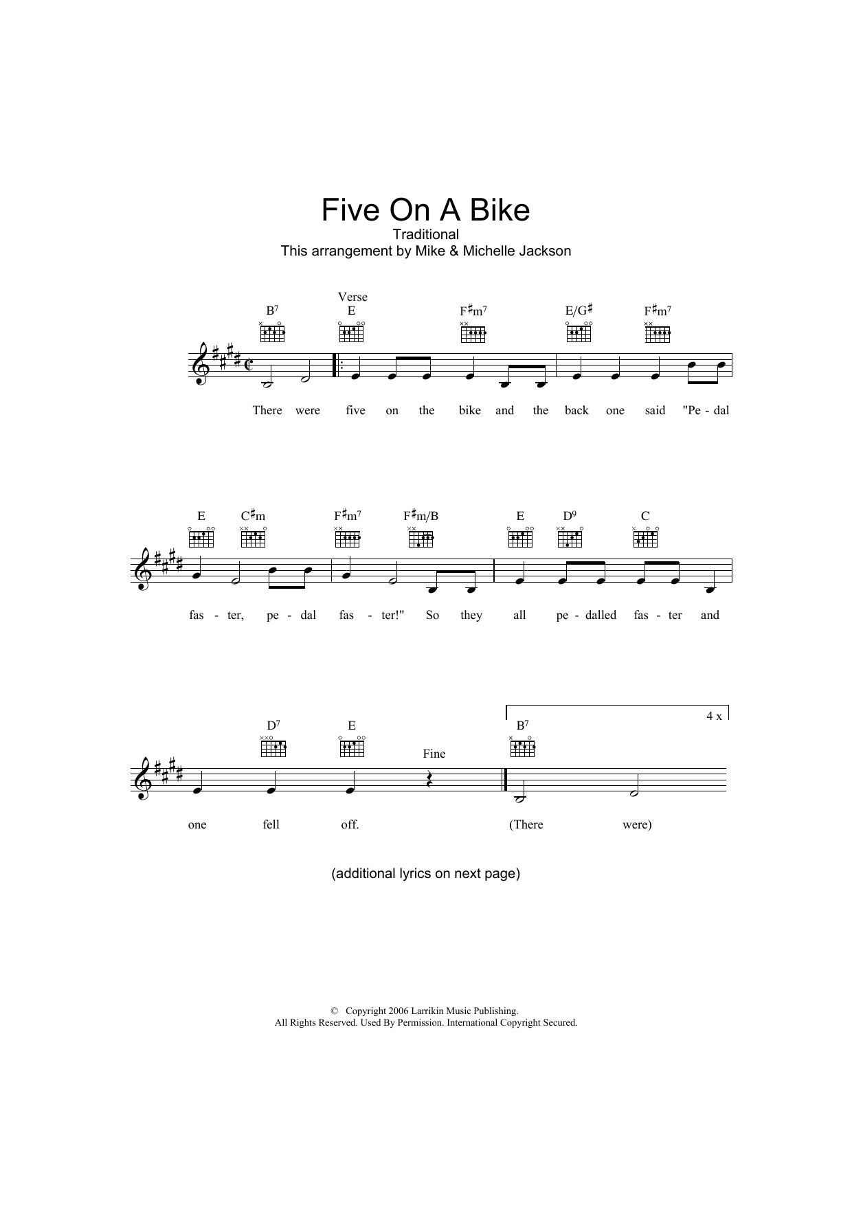 Five On A Bike (Lead Sheet / Fake Book) von Traditional