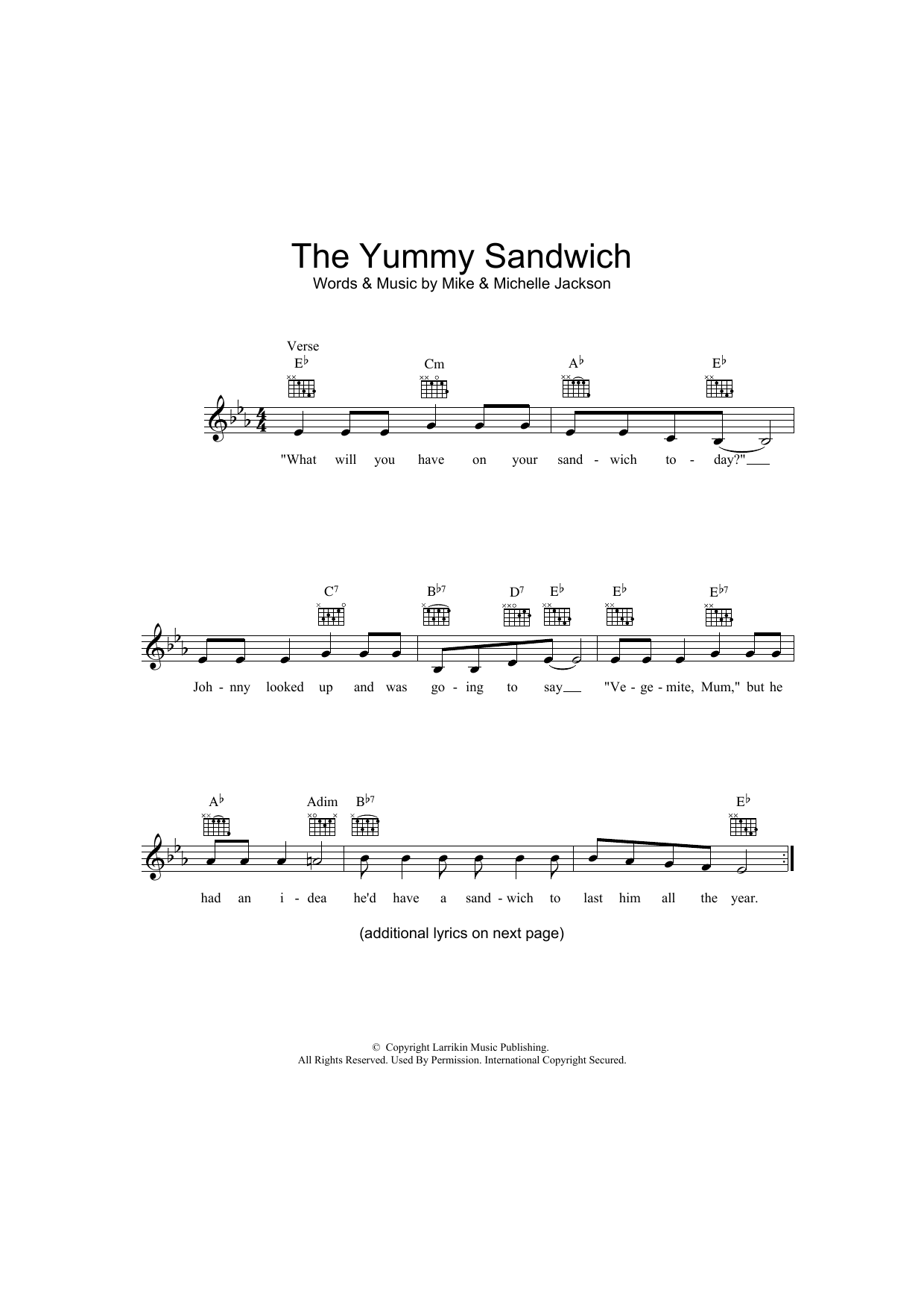 The Yummy Sandwich (Lead Sheet / Fake Book) von Mike Jackson