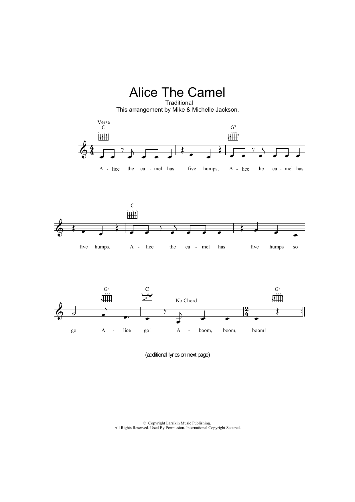 Alice The Camel (Lead Sheet / Fake Book) von Traditional