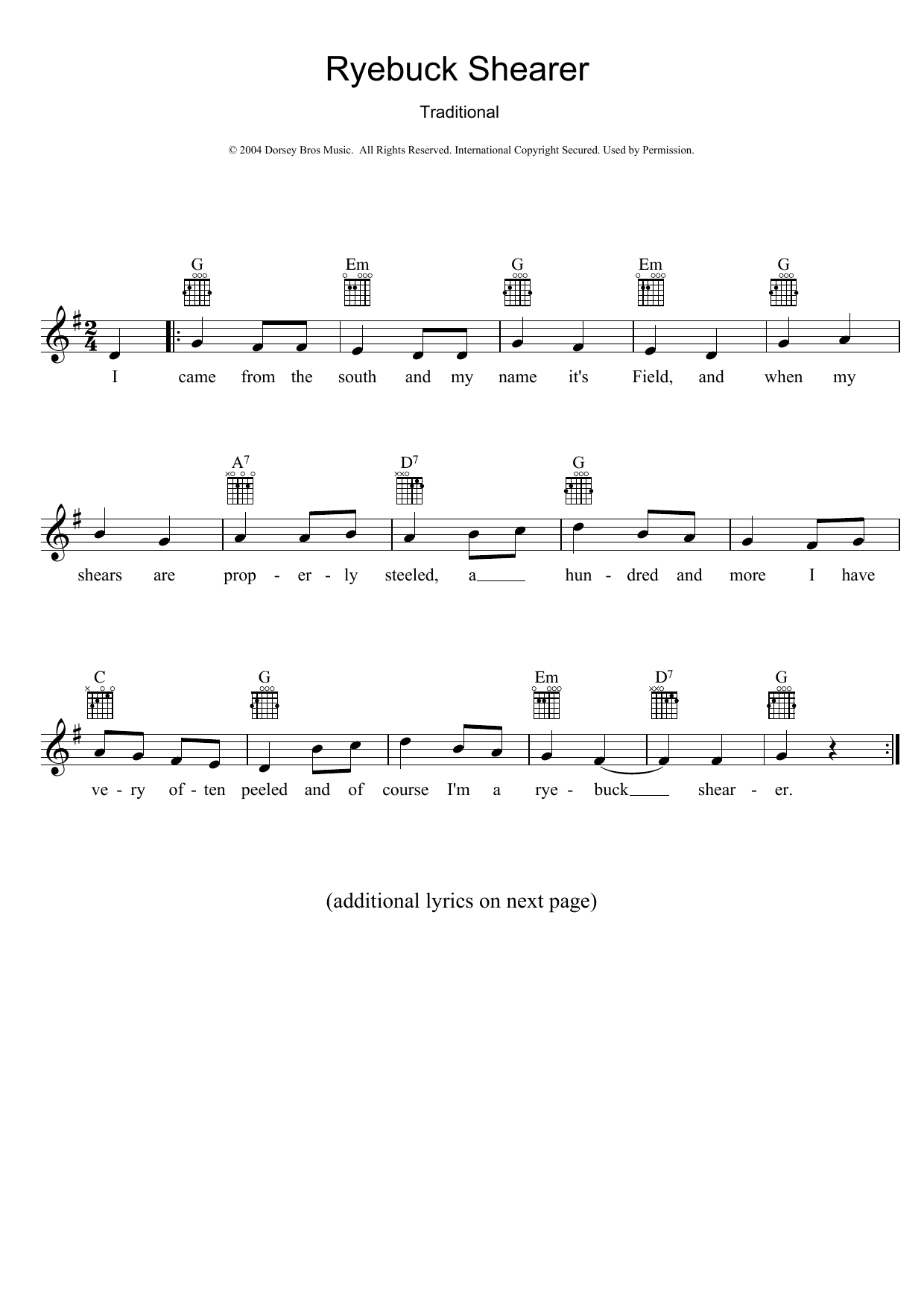 Ryebuck Shearer (Lead Sheet / Fake Book) von Traditional