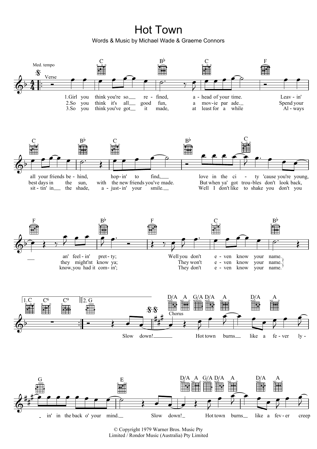 Hot Town (Lead Sheet / Fake Book) von Jon English