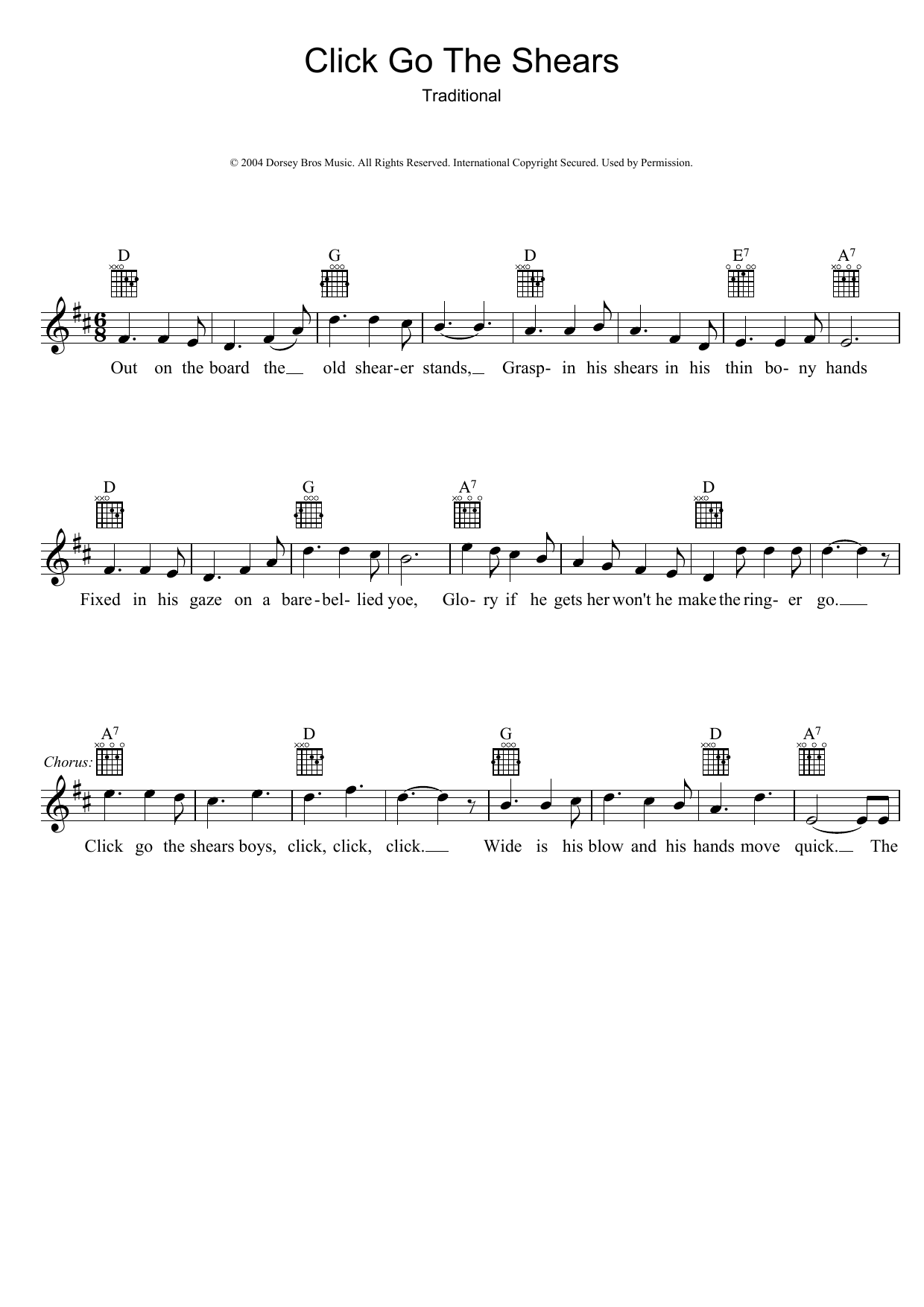 Click Go The Shears (Lead Sheet / Fake Book) von Traditional