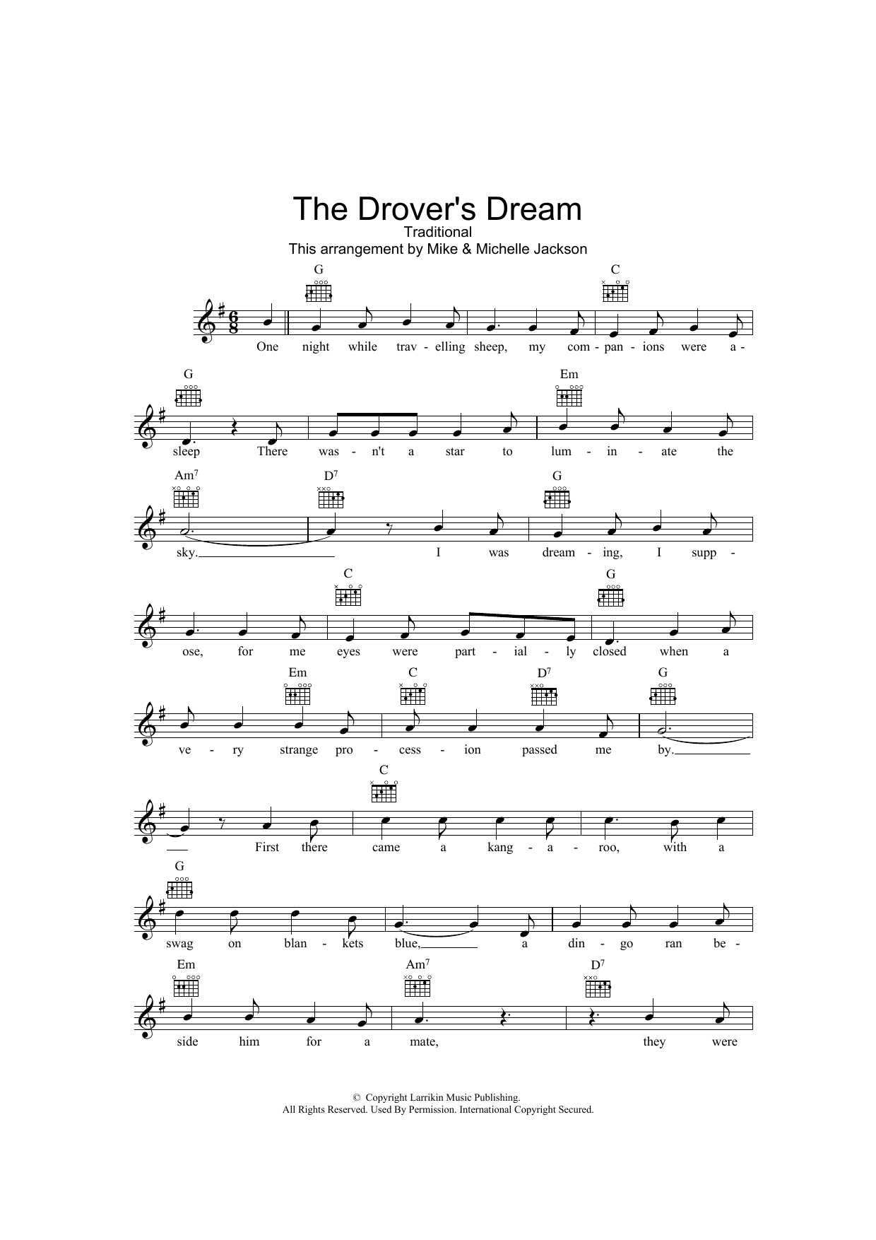 The Drover's Dream (Lead Sheet / Fake Book) von Traditional