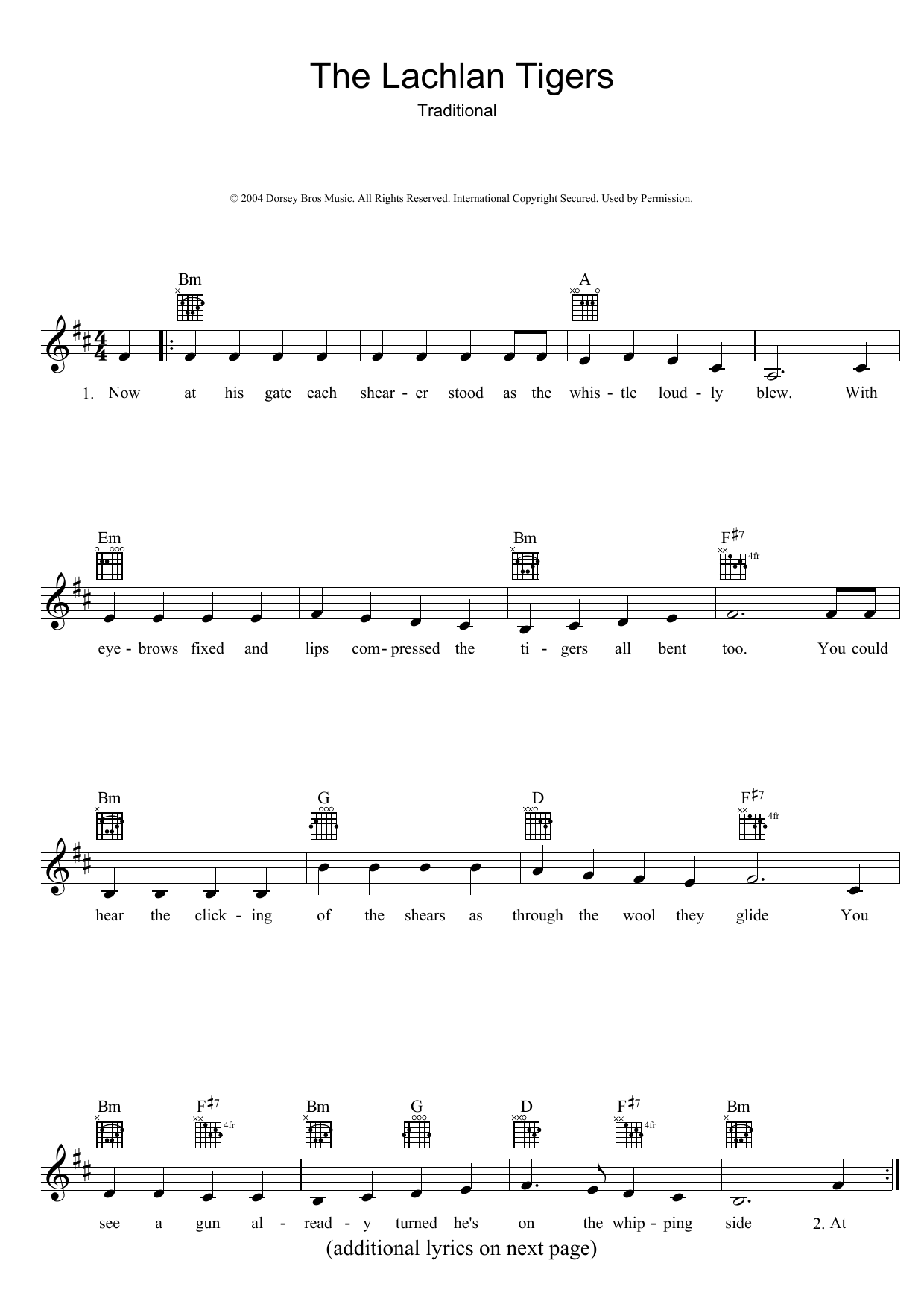 The Lachlan Tigers (Lead Sheet / Fake Book) von Traditional