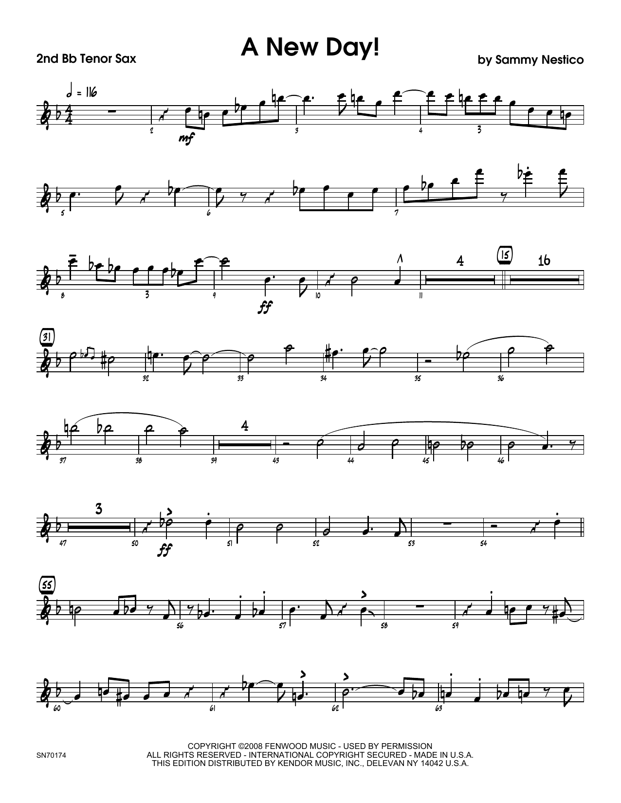 A New Day! - 2nd Bb Tenor Saxophone (Jazz Ensemble) von Sammy Nestico