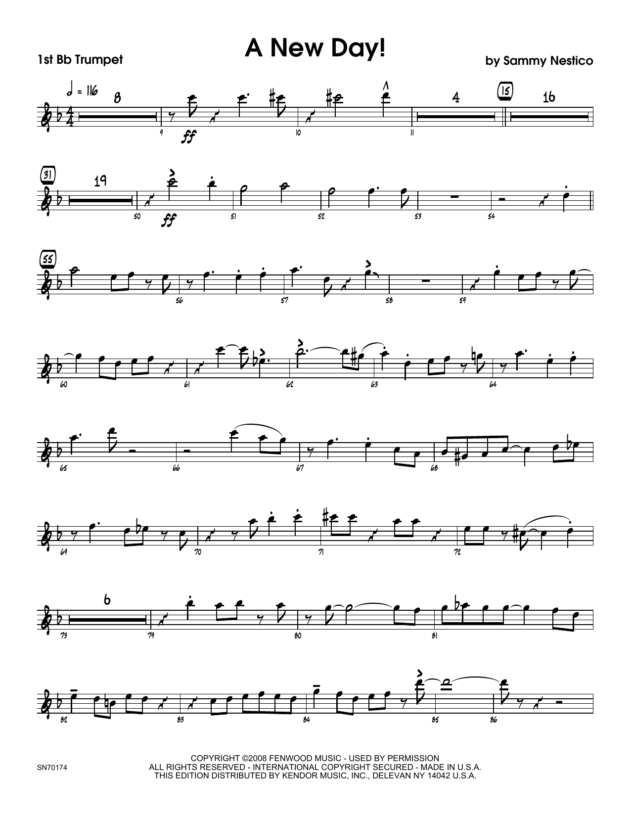 A New Day! - 1st Bb Trumpet (Jazz Ensemble) von Sammy Nestico