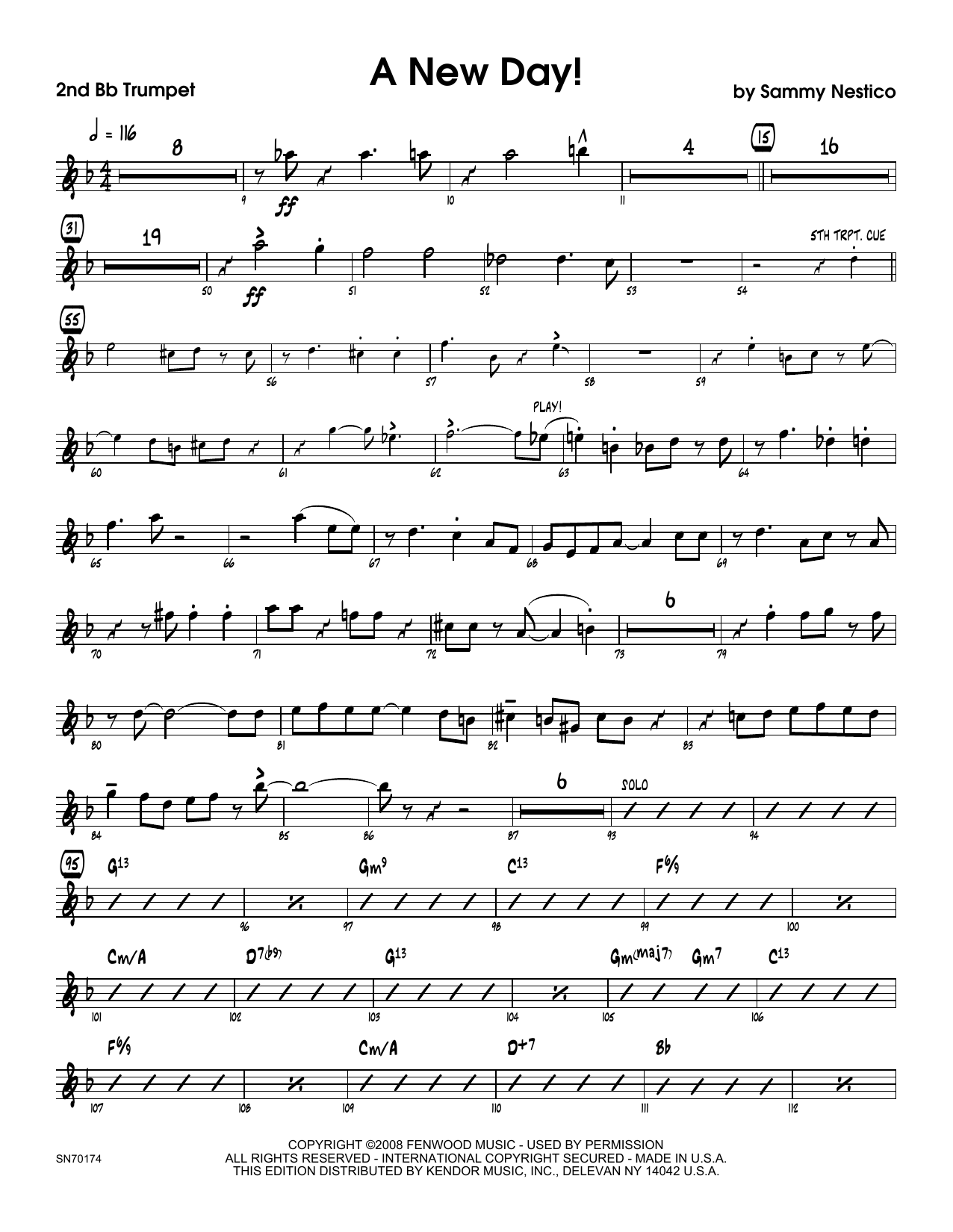A New Day! - 2nd Bb Trumpet (Jazz Ensemble) von Sammy Nestico