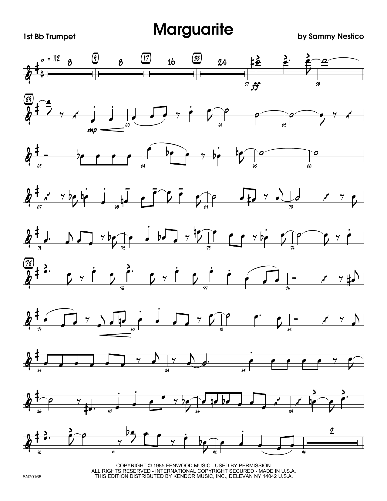 Marguarite - 1st Bb Trumpet (Jazz Ensemble) von Sammy Nestico