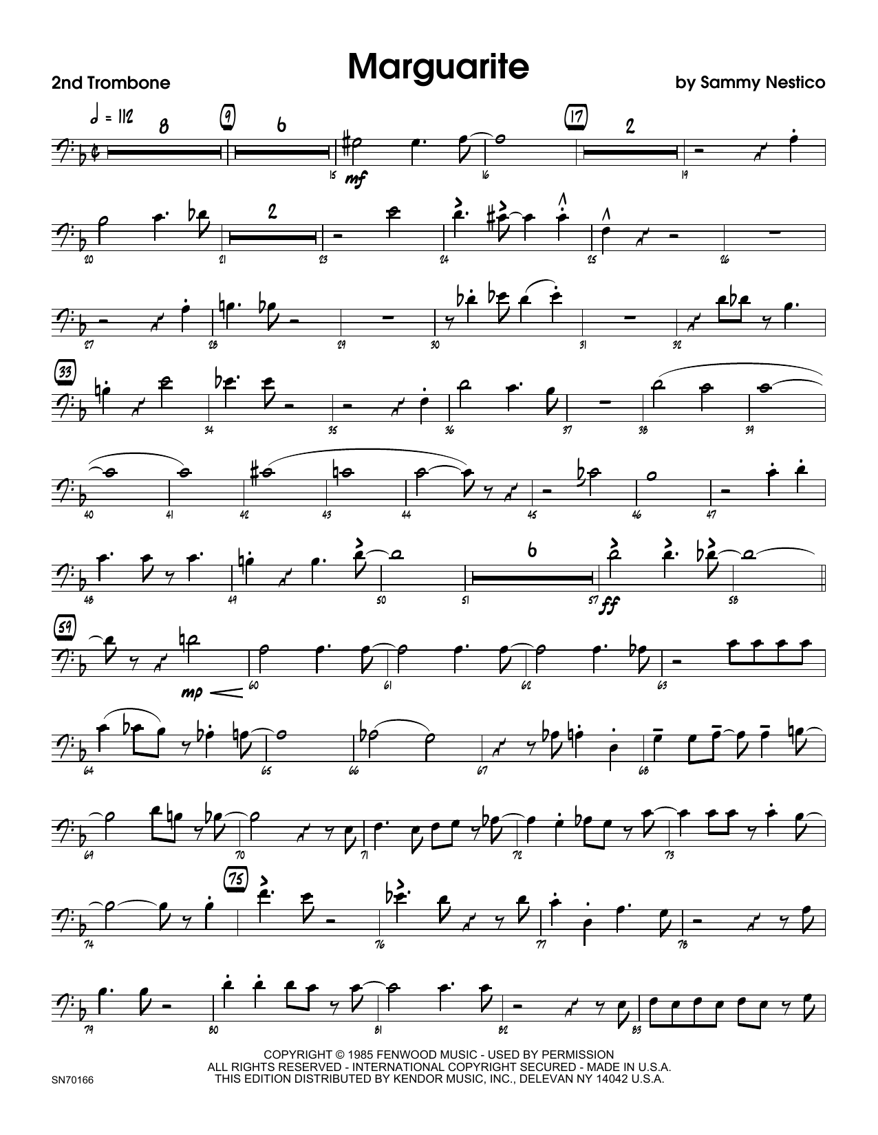 Marguarite - 2nd Trombone (Jazz Ensemble) von Sammy Nestico