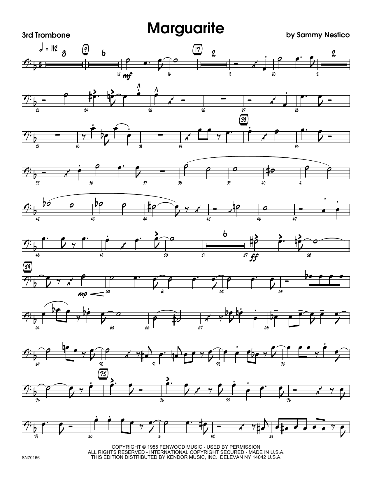 Marguarite - 3rd Trombone (Jazz Ensemble) von Sammy Nestico