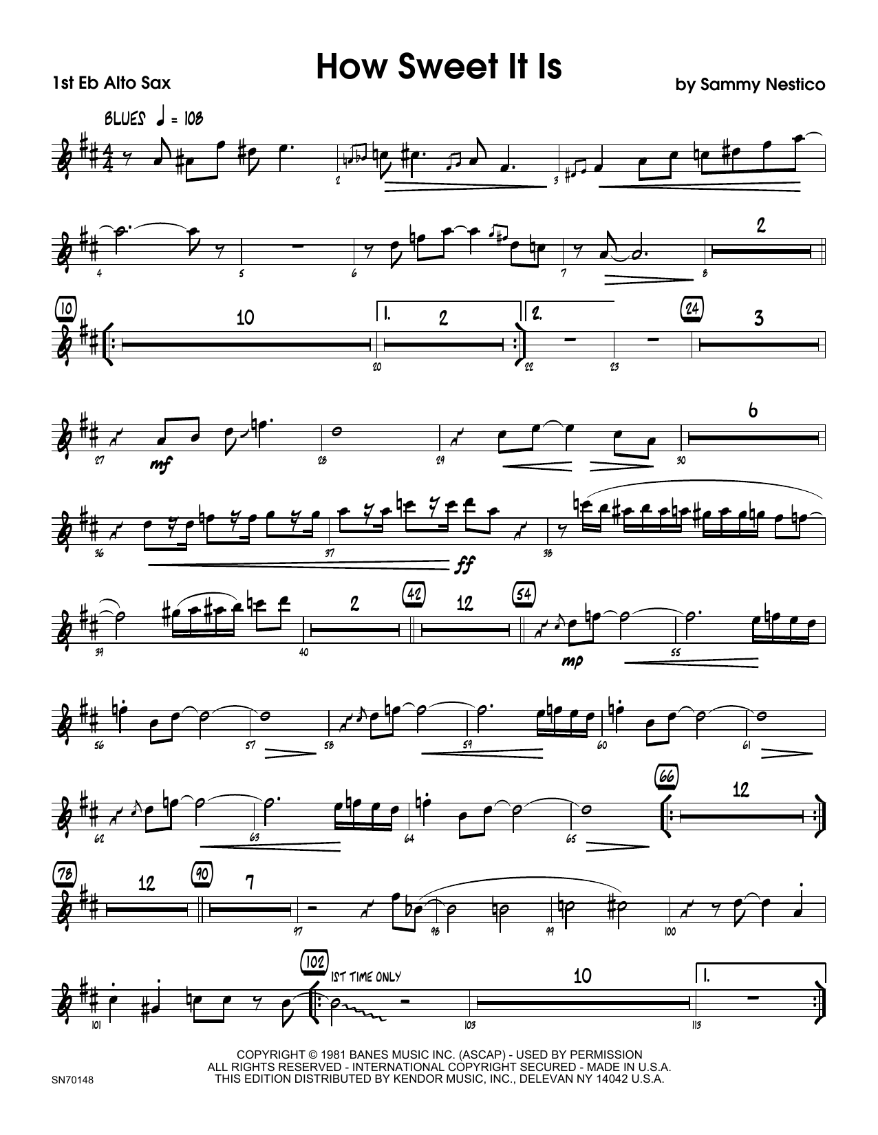 How Sweet It Is - 1st Eb Alto Saxophone (Jazz Ensemble) von Sammy Nestico