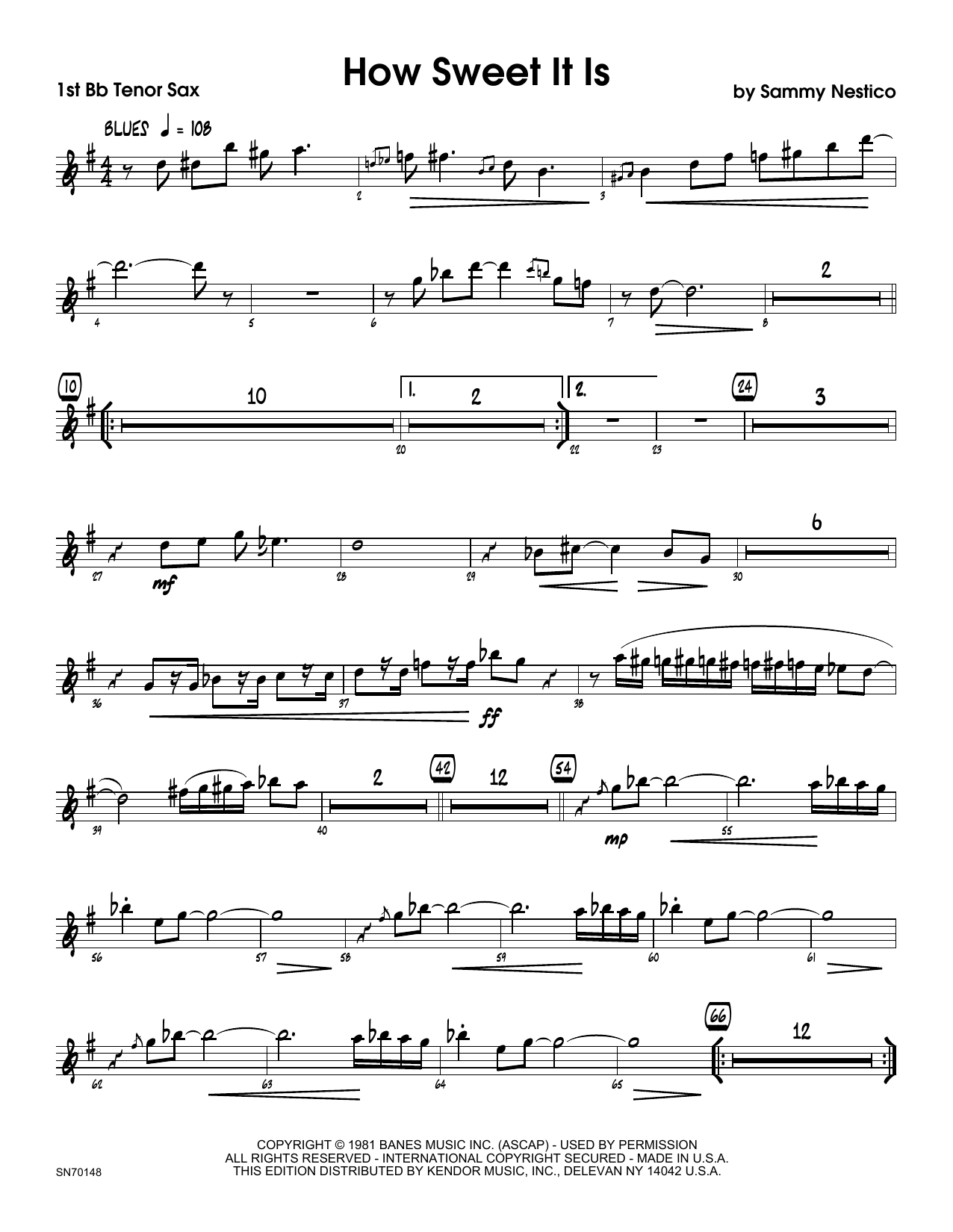 How Sweet It Is - 1st Tenor Saxophone (Jazz Ensemble) von Sammy Nestico