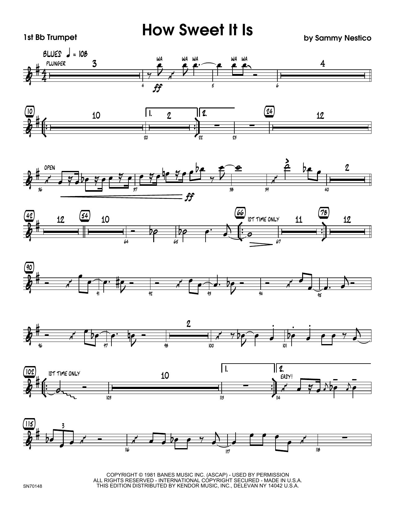 How Sweet It Is - 1st Bb Trumpet (Jazz Ensemble) von Sammy Nestico