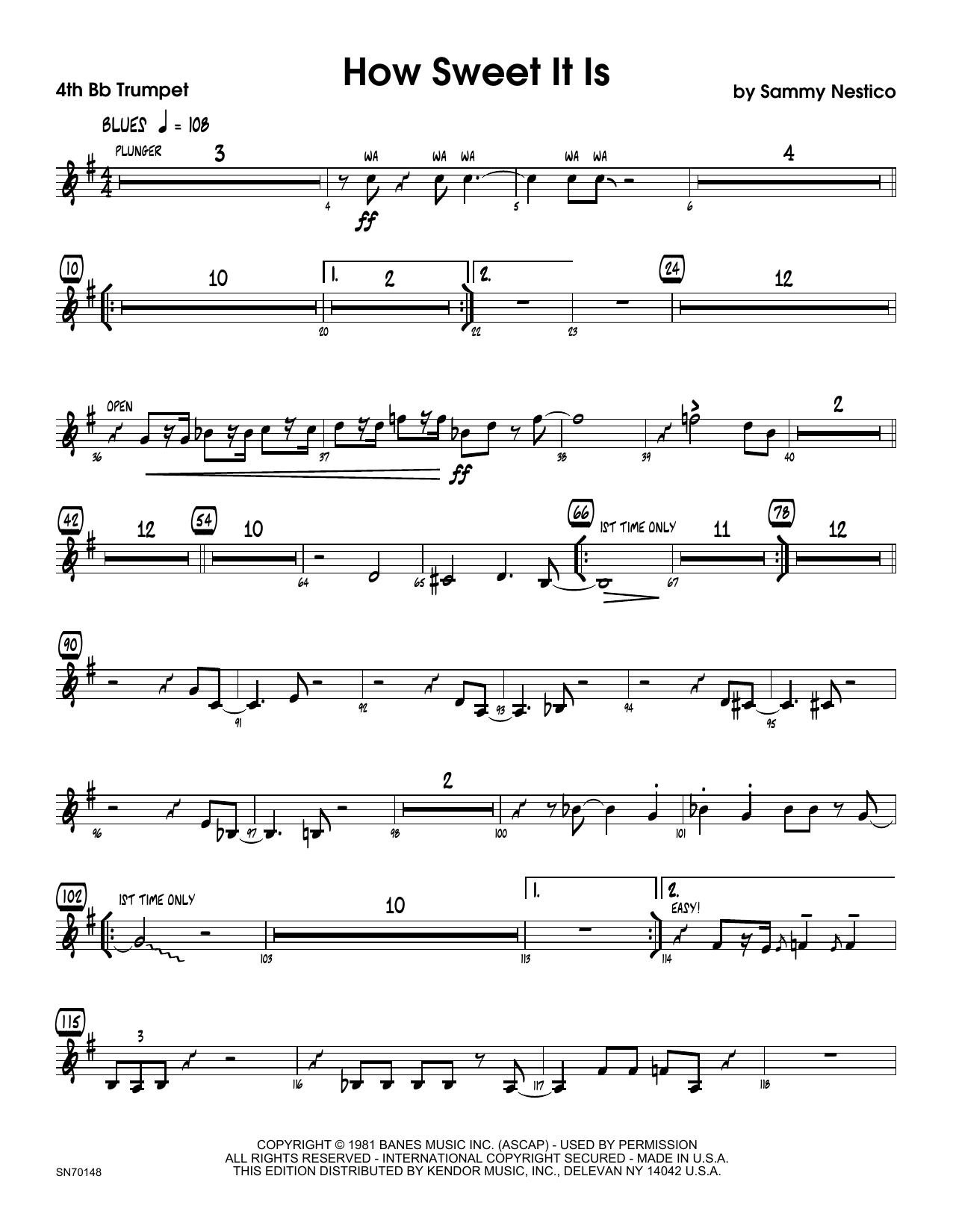 How Sweet It Is - 4th Bb Trumpet (Jazz Ensemble) von Sammy Nestico