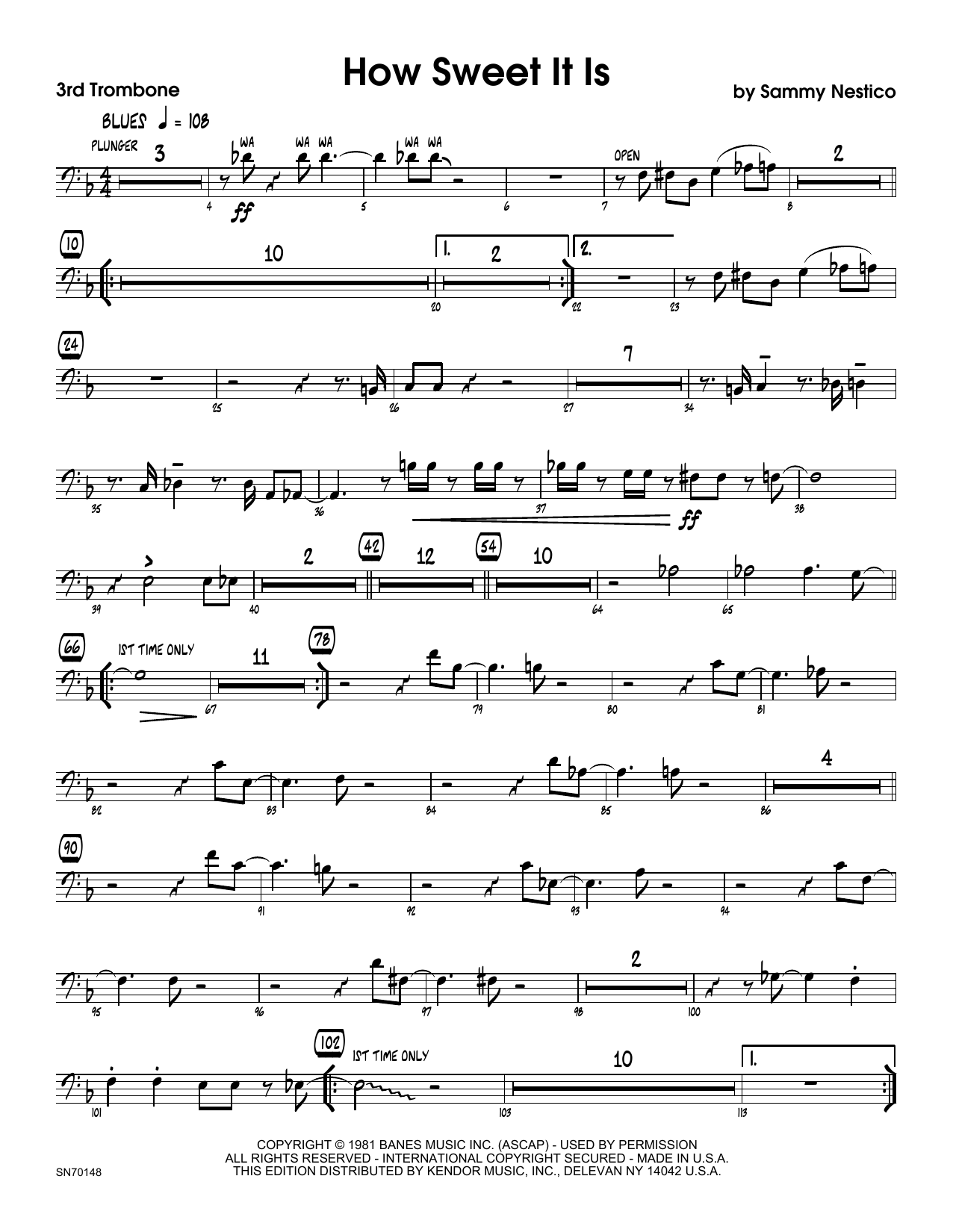 How Sweet It Is - 3rd Trombone (Jazz Ensemble) von Sammy Nestico