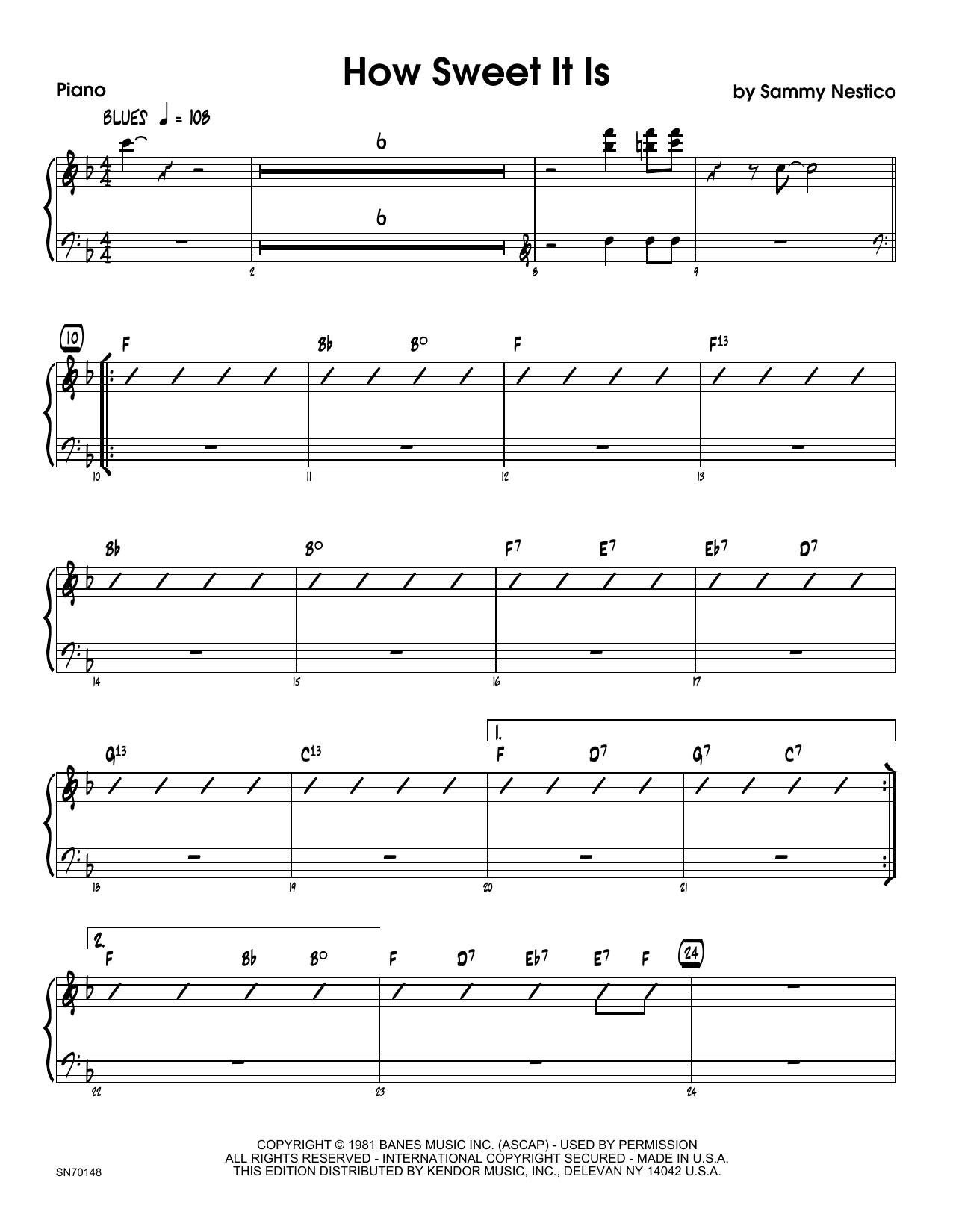How Sweet It Is - Piano (Jazz Ensemble) von Sammy Nestico