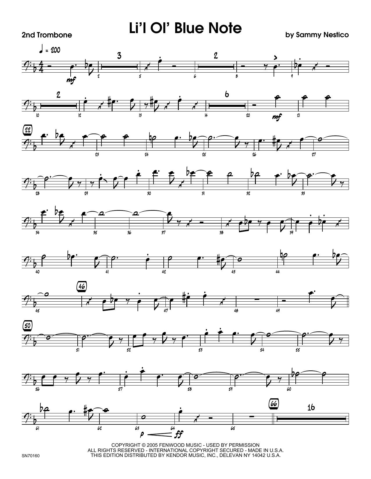 Li'l Ol' Blue Note - 2nd Trombone (Jazz Ensemble) von Sammy Nestico