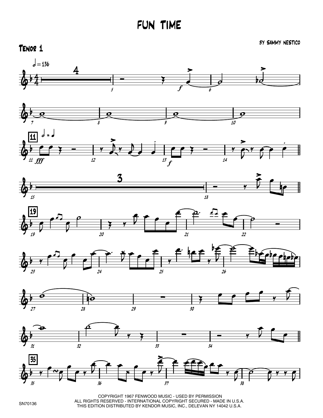 Fun Time - 1st Tenor Saxophone (Jazz Ensemble) von Sammy Nestico