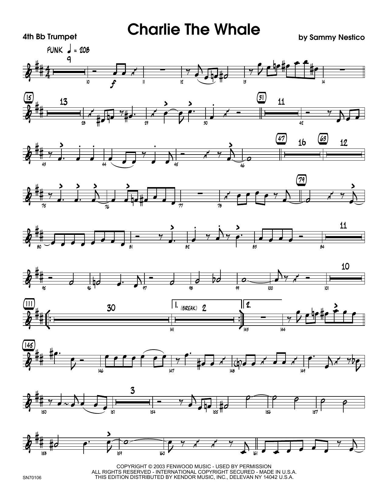 Charlie The Whale - 4th Bb Trumpet (Jazz Ensemble) von Sammy Nestico