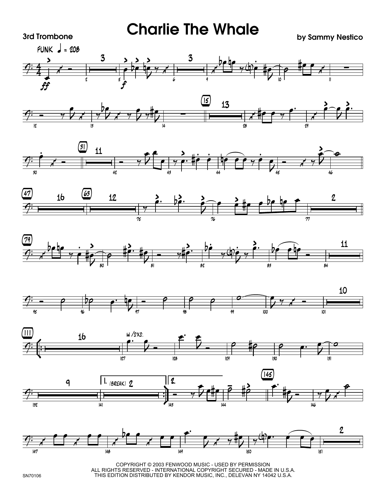 Charlie The Whale - 3rd Trombone (Jazz Ensemble) von Sammy Nestico
